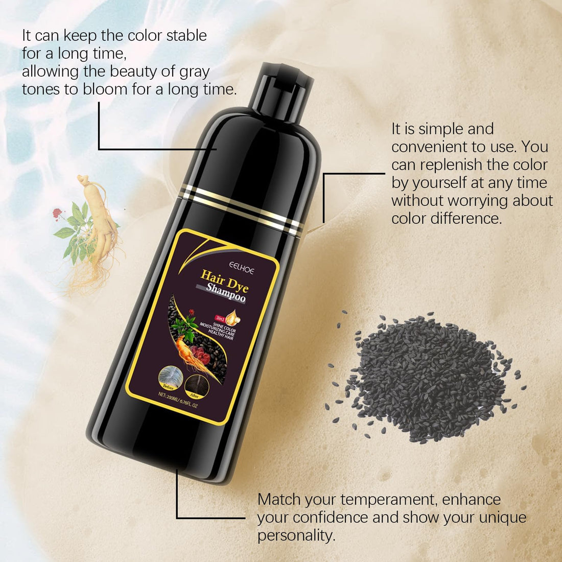 GHFCZOO Natural Brown Hair Coloring Shampoo - Magic Instant 3-in-1, Nourishing Long-Lasting High Coverage for Women in Minutes