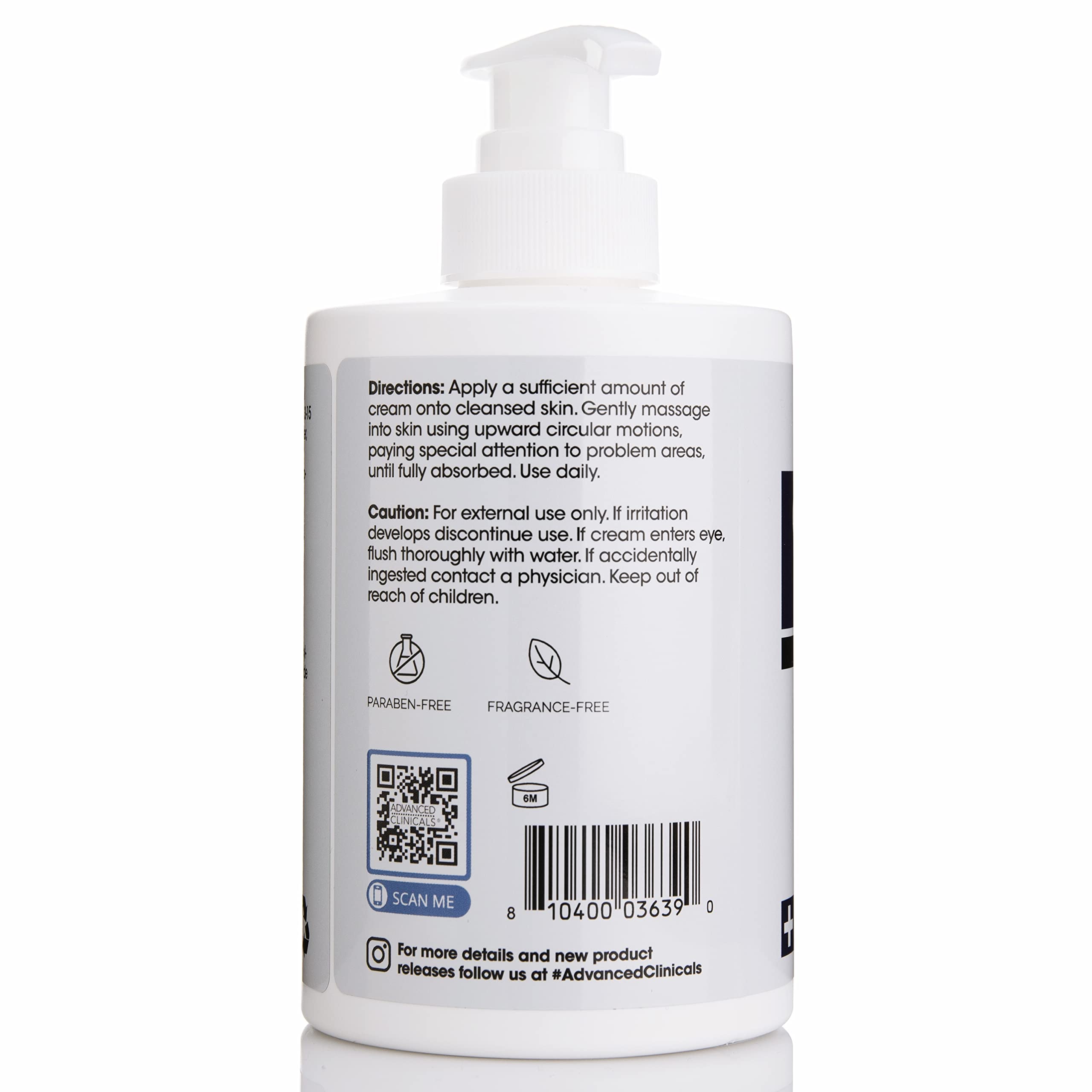 Advanced Clinicals Collagen Lotion + Peptide Cream Dry Skin Rescue Face & Body Moisturizing Skin Care Cream To Lift, Firm, & Tighten, Anti Aging Skincare Moisturizer Hydrates Skin, Large 15 Fl Oz