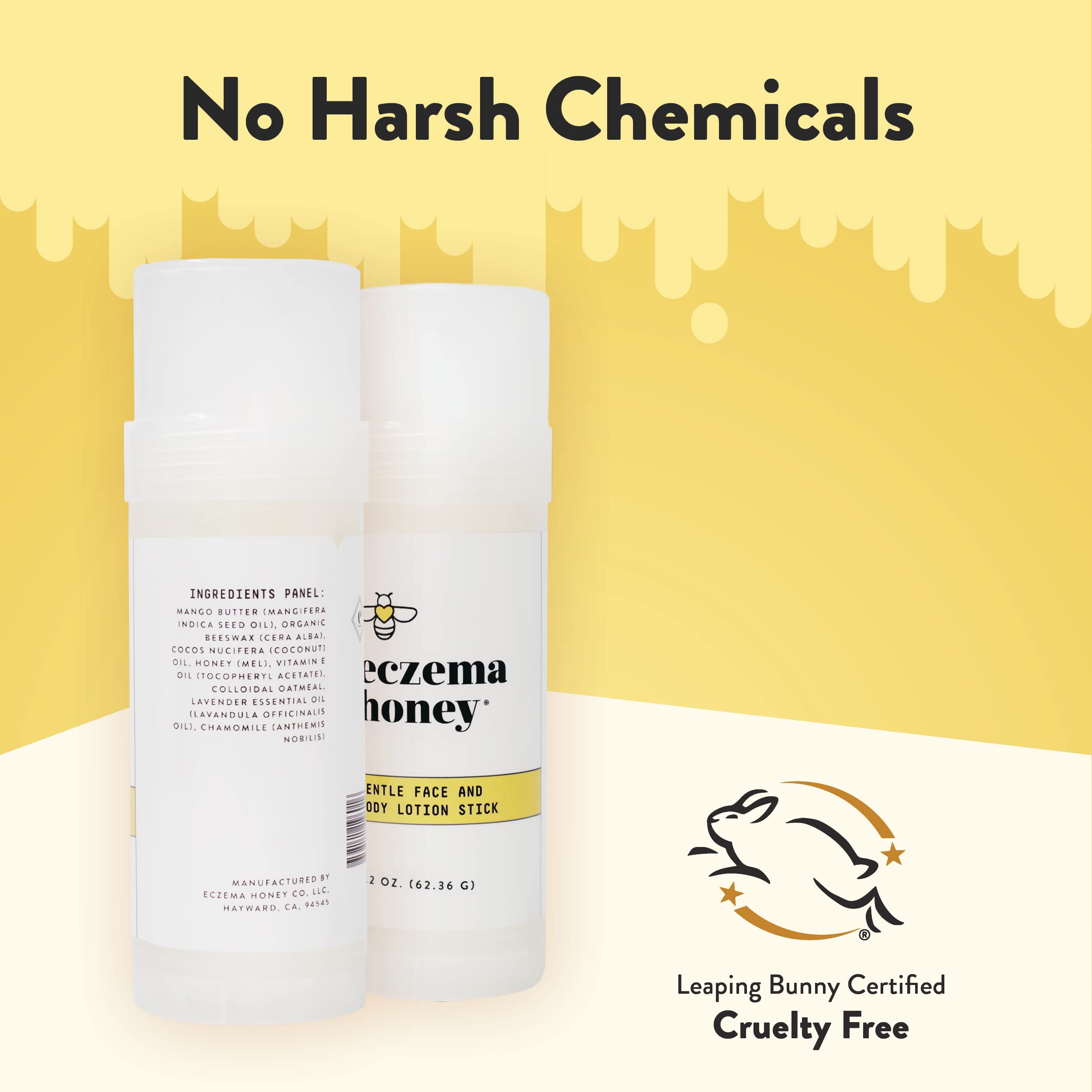 ECZEMA HONEY Gentle Face & Body Lotion Stick - Moisturizing Colloidal Oatmeal Hand Cream for Extremely Dry Skin - Eczema Lotion Helps Psoriasis, Dermatitis & More (2.2 Oz)