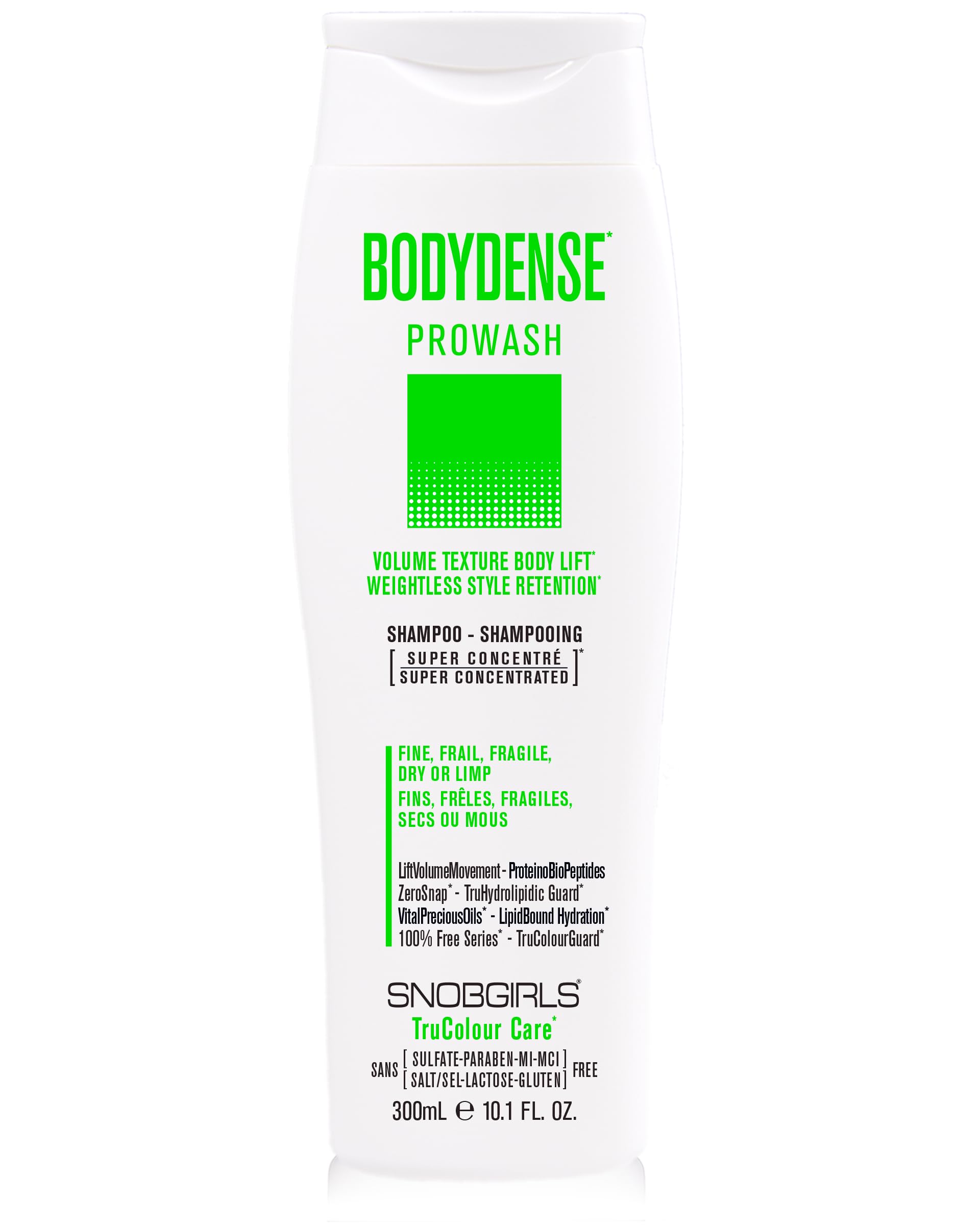 SNOBGIRLS BODYDENSE Plumping, Hydrating Volumizing Shampoo for Fine Hair Volume Texture Body Lift Vegan Shampoo for Fine, Frail, Dry or Limp Hair (10.1 FL OZ)