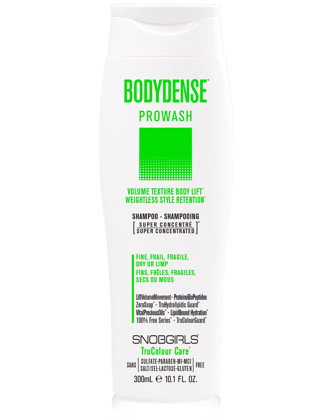 SNOBGIRLS BODYDENSE Plumping, Hydrating Volumizing Shampoo for Fine Hair Volume Texture Body Lift Vegan Shampoo for Fine, Frail, Dry or Limp Hair (10.1 FL OZ)