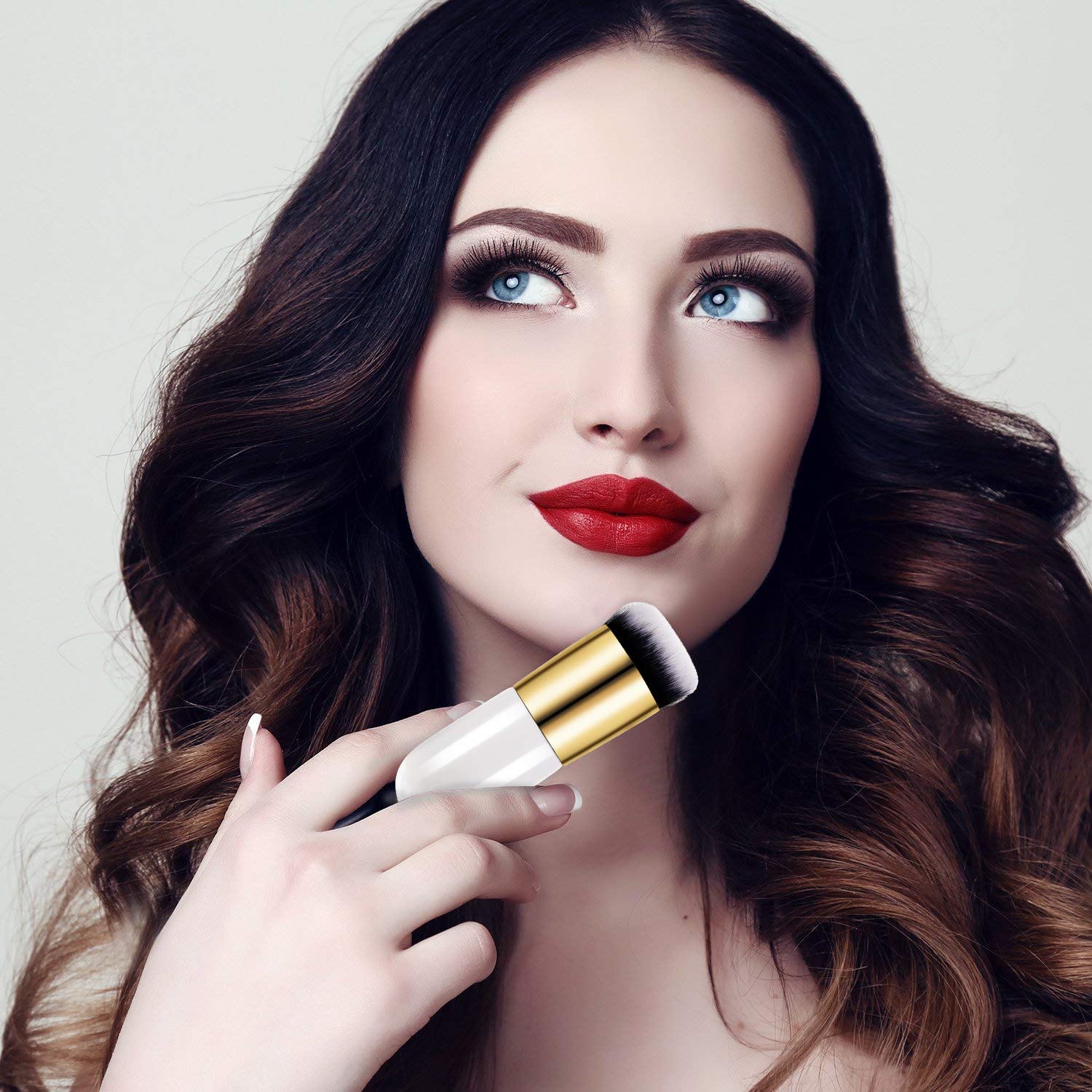 White: Boao 2 Pieces Foundation Brush Flat Cream Makeup Brushes Cosmetic Make-Up Brush (White)