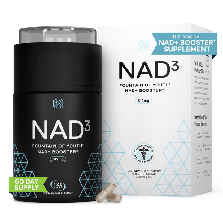 HPN Supplements NAD3 NAD+ Booster | Size 2 Month Supply | Clinically Proven & Independently Tested - Metabolic Repair | 312 mg/ Serving - 120 Capsules