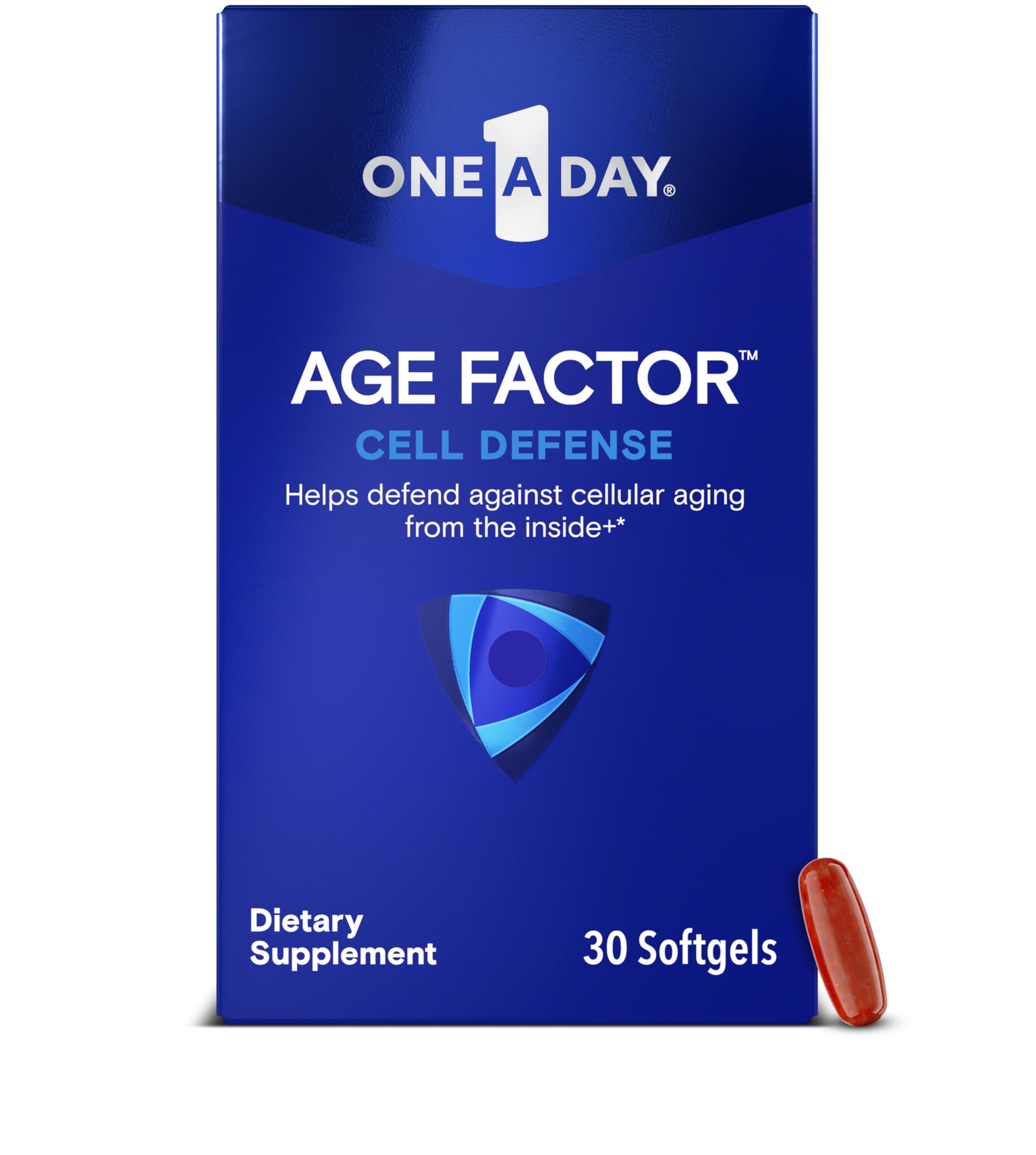 One A Day Age Factor Cell Defense-Cell Health Supplement to Support Healthy Aging Journey, Cell Health Support for Adults, with Olive Polyphenols, Resveratrol, Vitamin B3 (Niacinamide), 30 Softgels