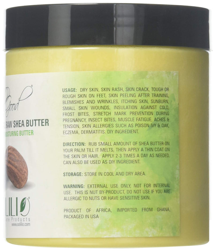 SmellGood - Pure Unrefined Shea Butter, totally natural and organic, yellow color, packed in 16 oz Jar, 6 Units