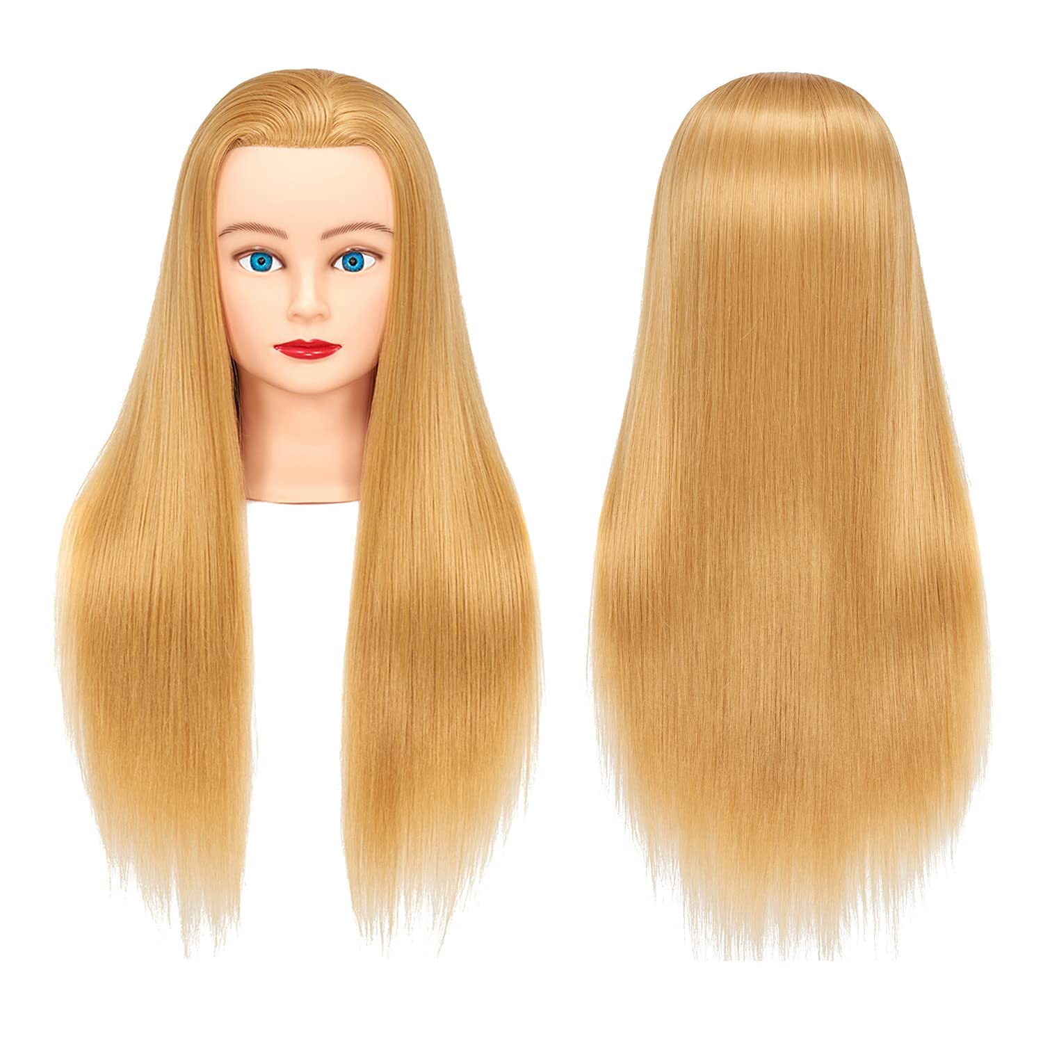 26-28 Mannequin Head Hair Styling Training Head Manikin Cosmetology Doll Head Synthetic Fiber Hair Hairdressing training model with free clamp (6RB1711W2720)