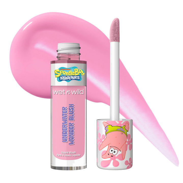 wet n wild SpongeBob Underwater Wonder Liquid Blush, Buildable Shimmery Gel Formula with Seamless Blend & Matte Finish – Rock Star