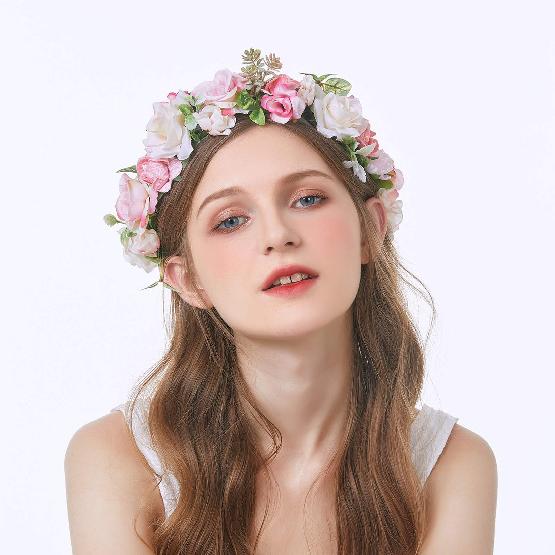 Vivivalue Boho Flower Headband Hair Wreath Floral Garland Crown Halo Headpiece with Ribbon Wedding Festival Party: Z