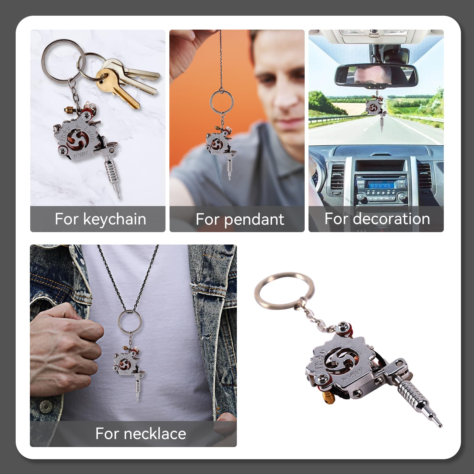Mini Key-chain,Tattoo Machine Portable Charm Decorative Gun-shaped Keychain for Tattoo Artists.