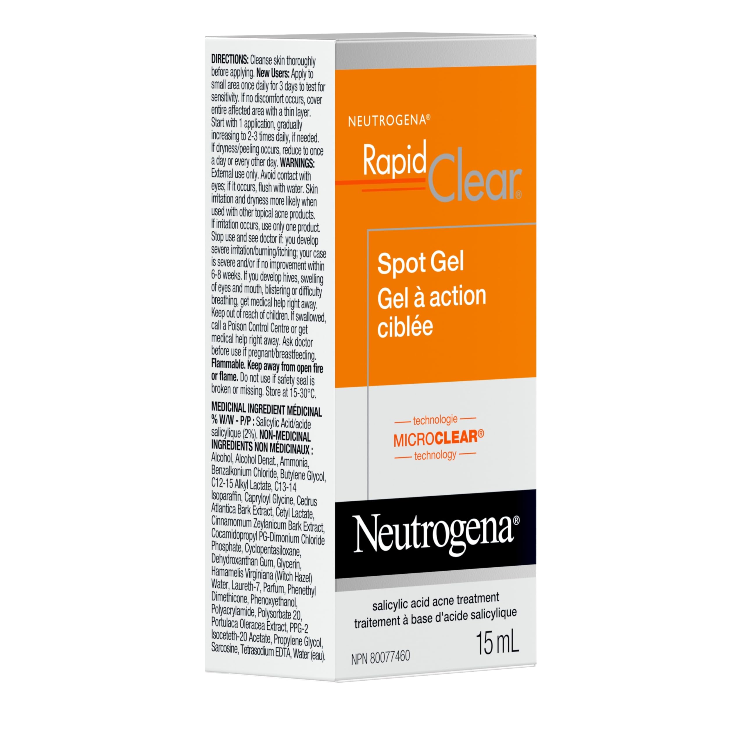 Neutrogena Rapid Clear Acne Eliminating Spot Treatment Gel with Witch Hazel and Salicylic Acid Acne Medicine for Acne-Prone Skin, 0.5 fl. oz