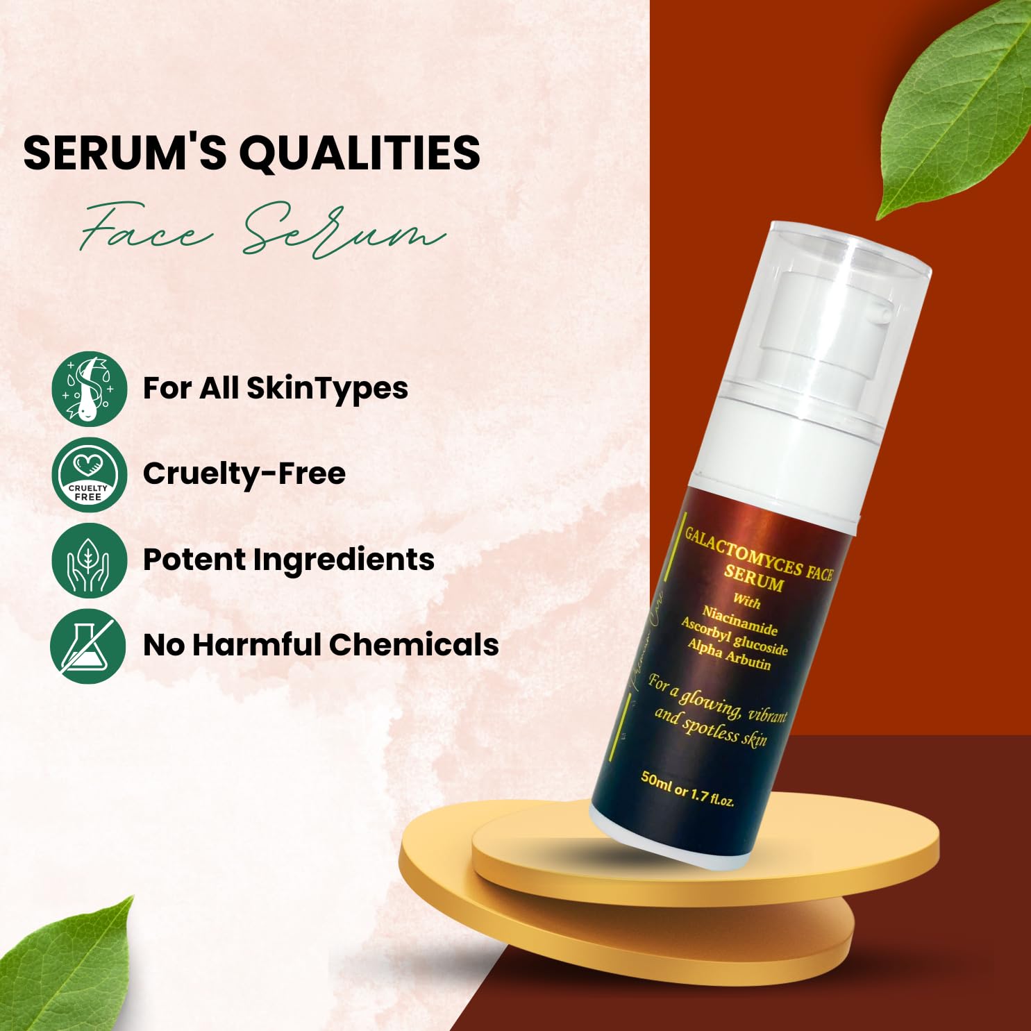 IVACHI Galactomyces Face Serum - Anti-Aging, Hydrating, Brightening, Repairing - Enriched with Amino Acids, Peptides, Vitamins, Niacinamide, Vitamin C, Alpha Arbutin, Hyaluronic Acid | 1.7 Fl Oz