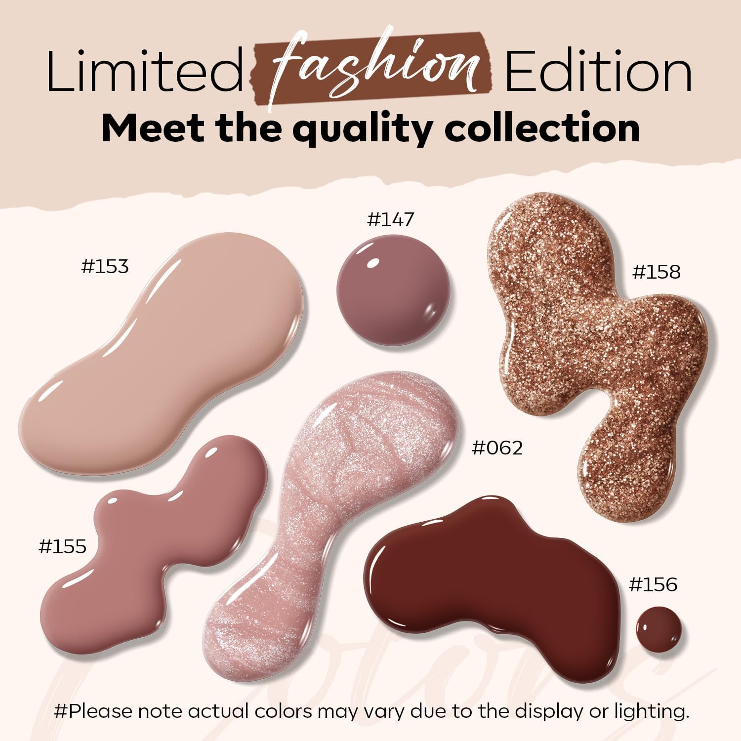 modelones Brown Nail Polish Set 6 Colors, Nude Burgundy Glitter Fall Winter Quick Dry Mini Nail Lacquer Kit Dark Red Nail Art DIY Home Salon Nail Art Manicure Gifts for Women Girls