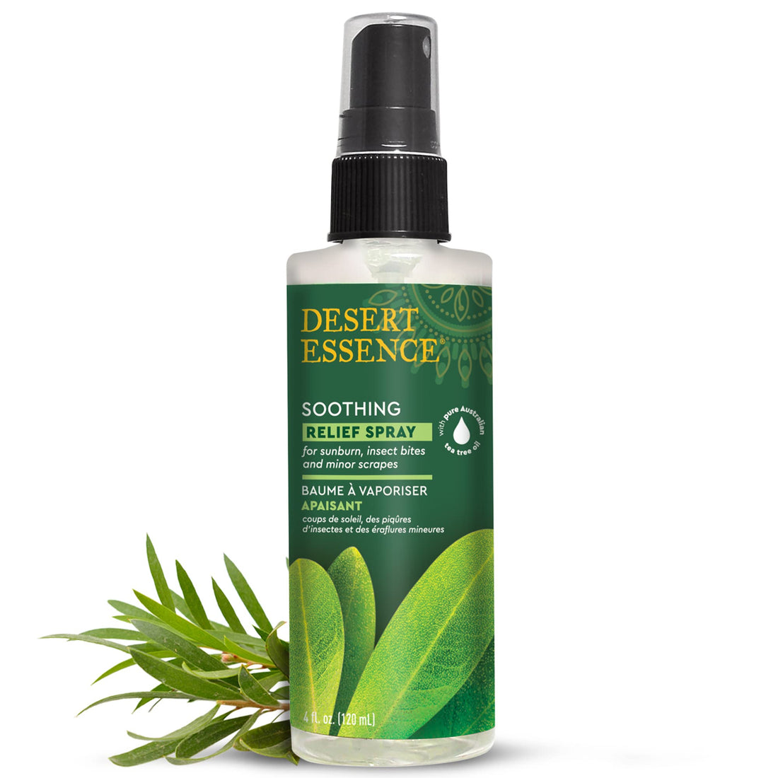 Desert Essence Relief Spray - 4 Fl Ounce - Pack of 2 - Eco-Harvest Tea Tree Oil & Other Essential Oils - Natural First Aid - Minor Burns - Sunburn - Insect Bites - Scrapes