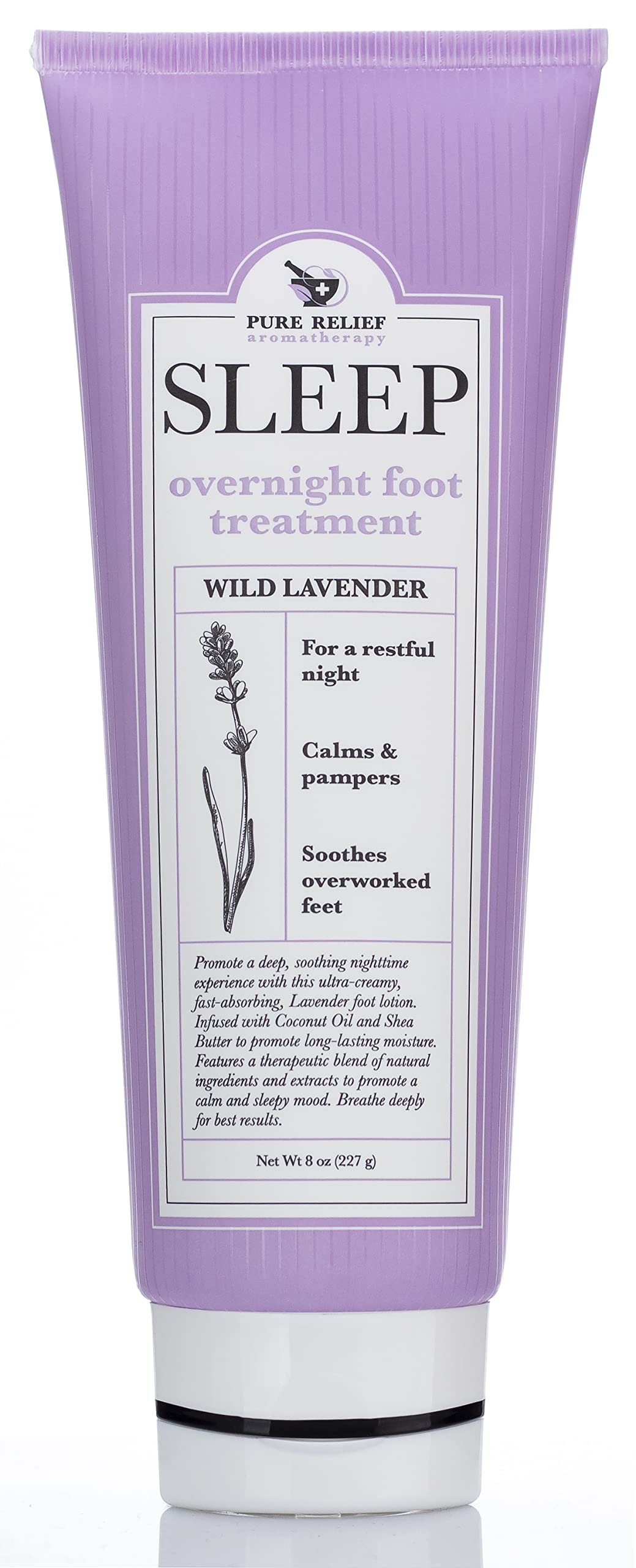 Pure Relief Relaxing Foot Lotion Moisturizer Cream For Dry Feet – Lavender Foot Care Cream W/Shea Butter, Aloe, & Coconut Oil – W/Soothing Scent, Pedicure Supplies, 8 Oz