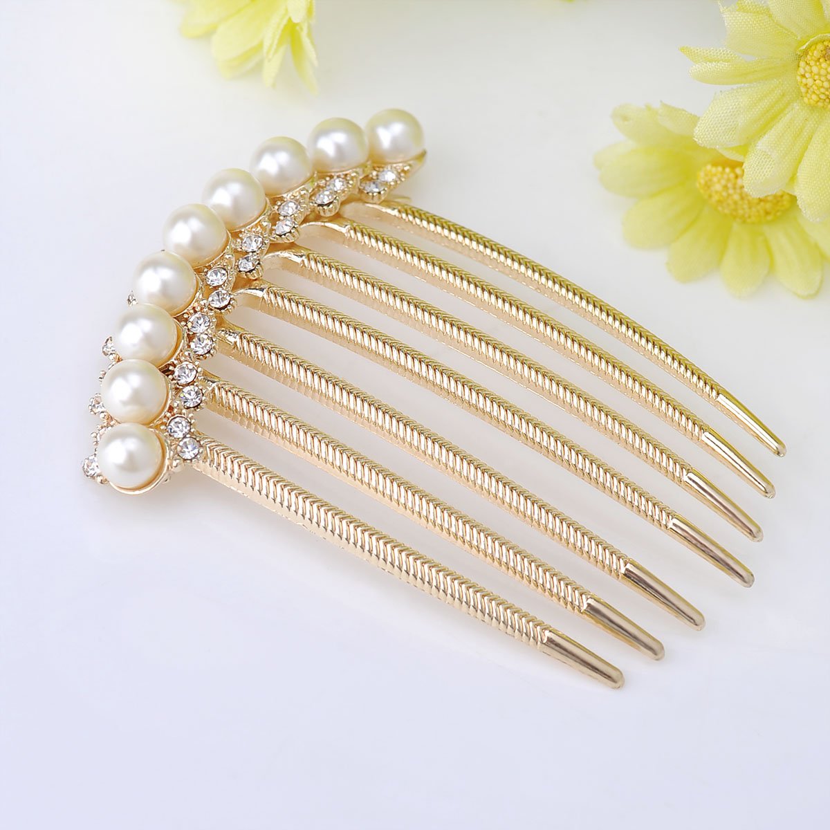 Ipink 2015 Fashoion Women Pearl Blue Flower Barrette Hairpin Hair Jewelry