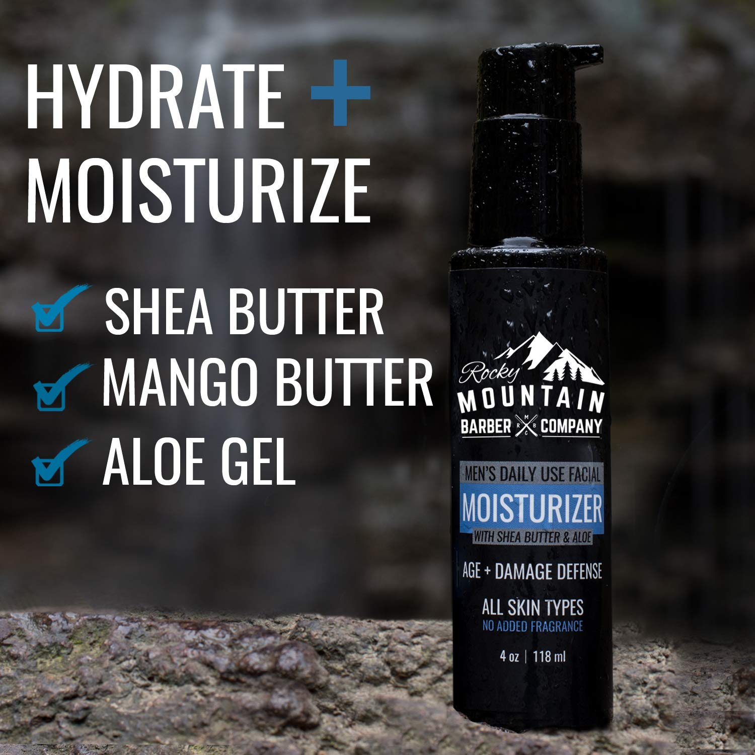 Moisturizer For Men – Non-Greasy Lotion to Protect, Hydrate, & Restore Your Face – With Shea Butter, Jojoba Oil, Argan Oil & Vegetable-Derived Glycerin – Non-Clog, Fragrance-Free – All Skin Types