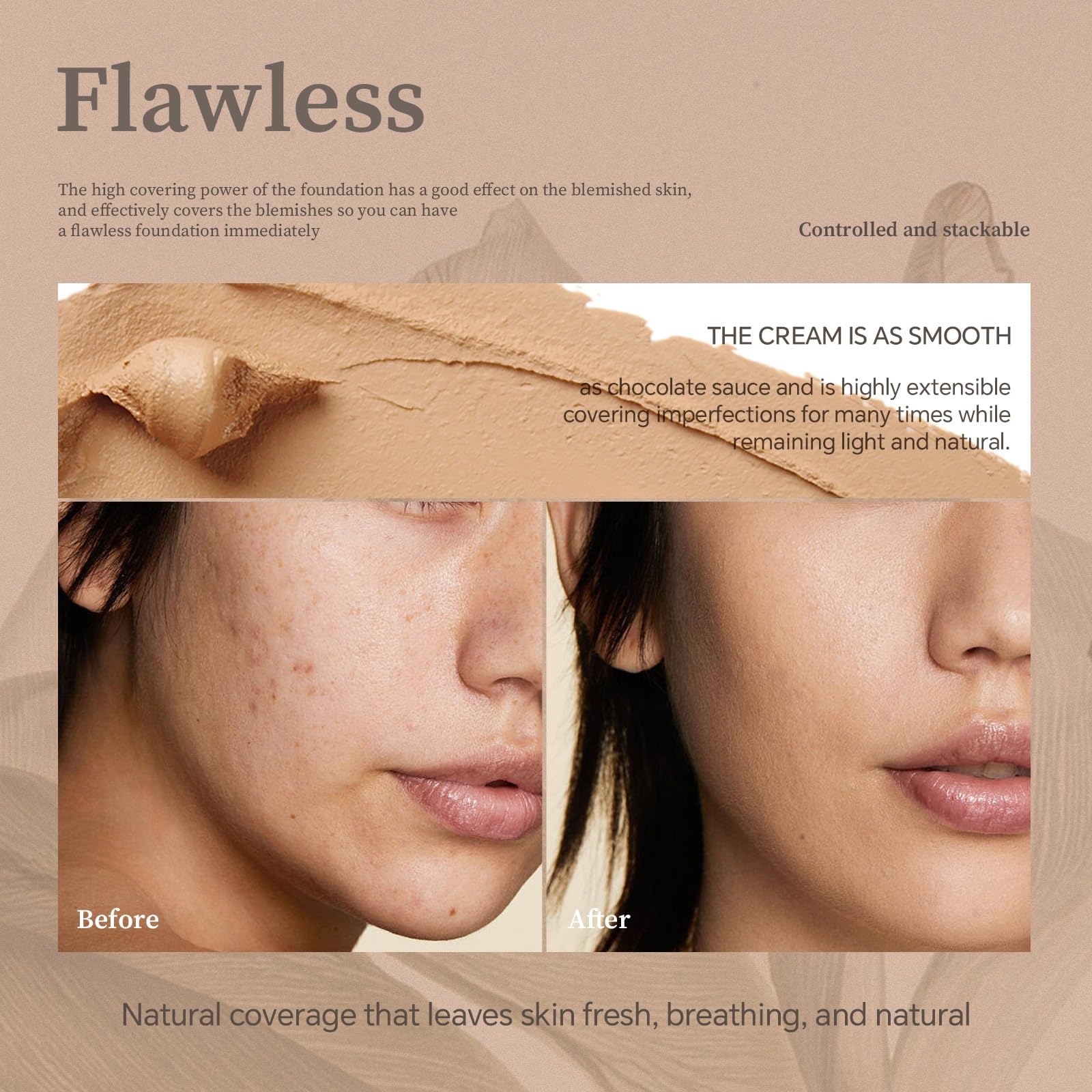 SWETIYOU Multi-Use Foundation Stick Makeup with Built-In Brush, Lightweight Buildable Medium-to-Full Coverage, Longwear Contour Stick, Natural Finish