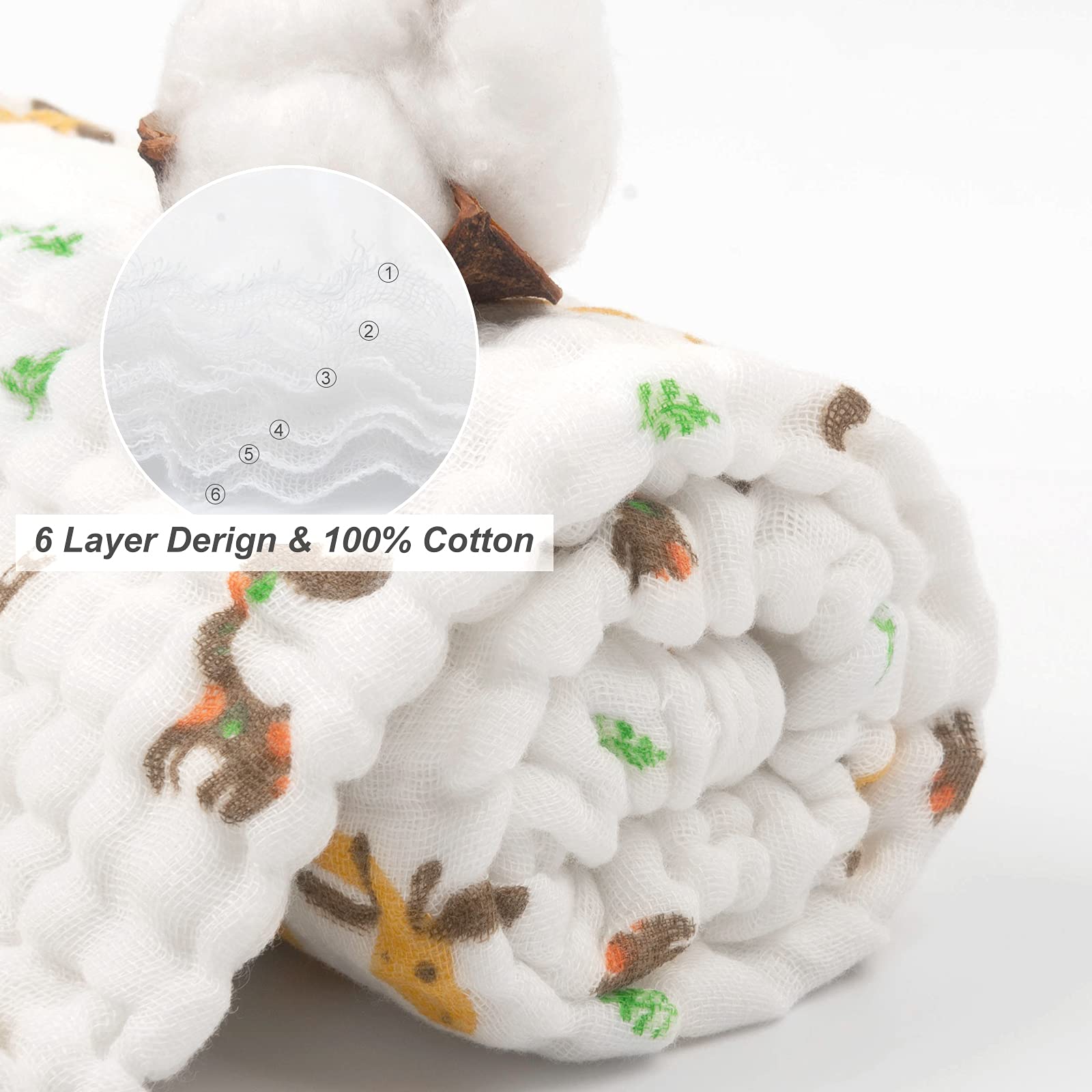 babygoal Baby Bath Towel 2 Pack, 100% Muslin Cotton Hooded Towel for Newborn,Toddler,Infant, Absorbent & Hypoallergenic Baby Gift for Boys Girls 35x35 T0405