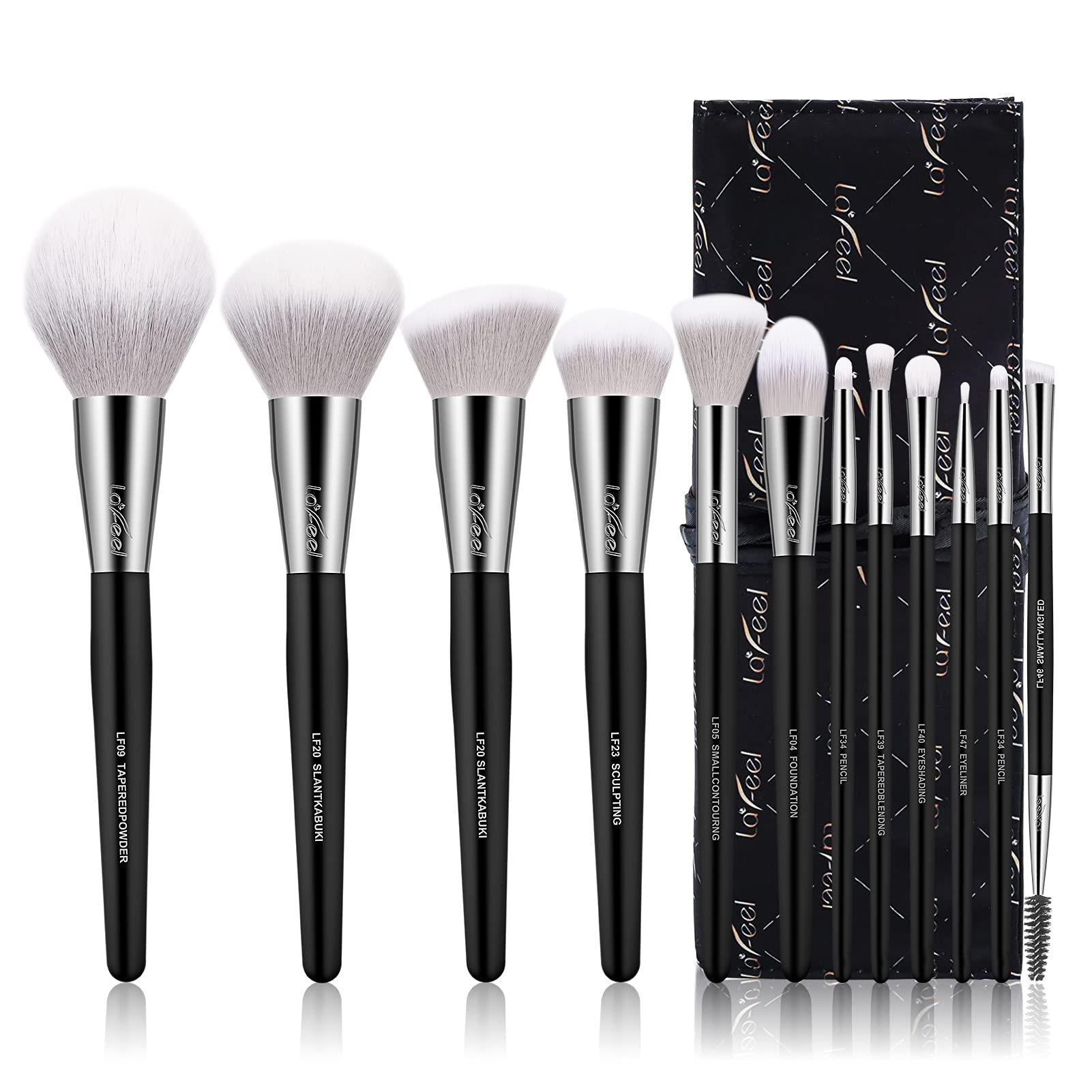 Makeup Brushes Set, 12 pcs Brush Set with Makeup Brush Bag, Travel Eye Makeup Brushes set professional, Enther & LaFeel Cosmetics Foundation Concealers Powder Blush Blending Face Eye Shadows Brush