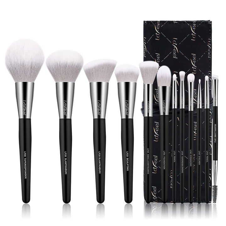 Makeup Brushes Set, 12 pcs Brush Set with Makeup Brush Bag, Travel Eye Makeup Brushes set professional, Enther & LaFeel Cosmetics Foundation Concealers Powder Blush Blending Face Eye Shadows Brush