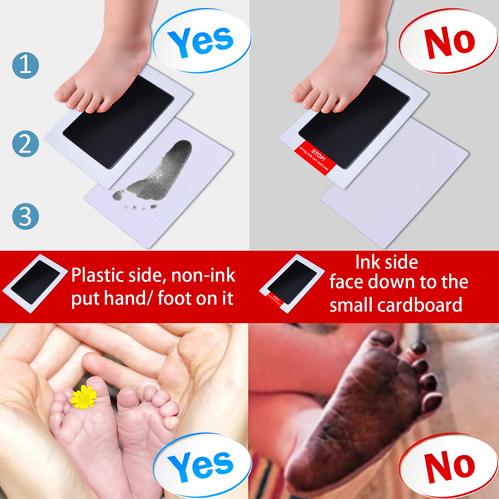 Vienrose Baby Photo Album Self Adhesive Memory Book 4x6 Magnetic Scrapbook Kit with Clean-Touch Ink Pad Handprint Footprint and A Metallic Pen for Boy/Girl 2 Windows 40 Pages