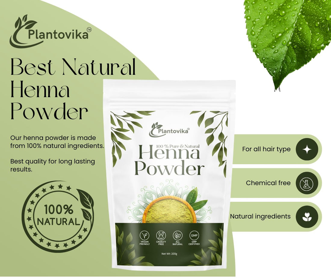 Plantovika 200 Grams 100% Pure & Natural Henna Hair Color Powder For Hair Dye, Orange-Red Hair Color, Triple Shifted, Smooth Henna Paste and Cones, No additives, No Chemical, Easy to use Henna