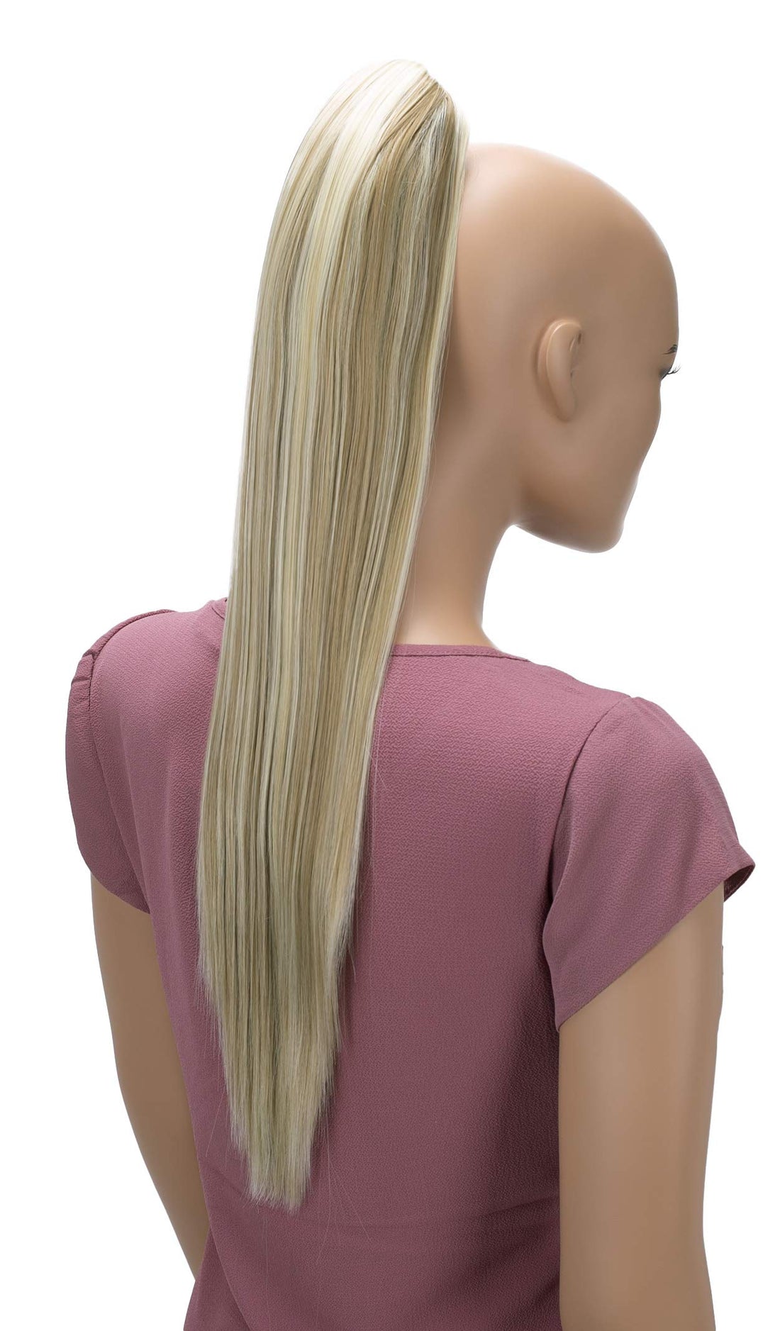 PRETTYSHOP 24 Hairpiece Ponytail Clip On Extension Long Hair Straight Natural Blonde With Highlights H638
