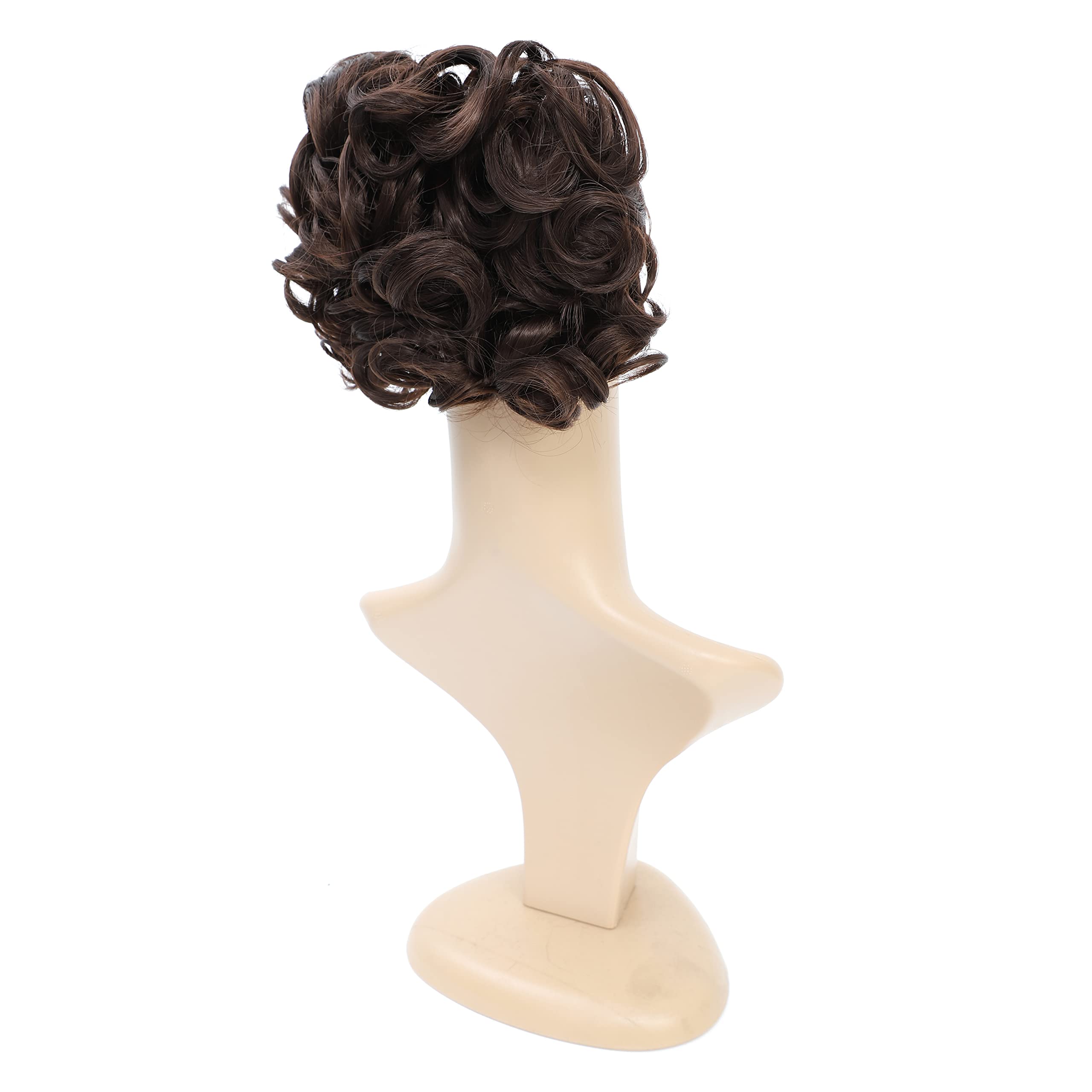 Dark Brown-4# : SWACC Short Messy Curly Dish Hair Bun Extension Easy Stretch hair Combs Clip in Ponytail Extension Scrunchie Chignon Tray Ponytail (Dark Brown-4#)