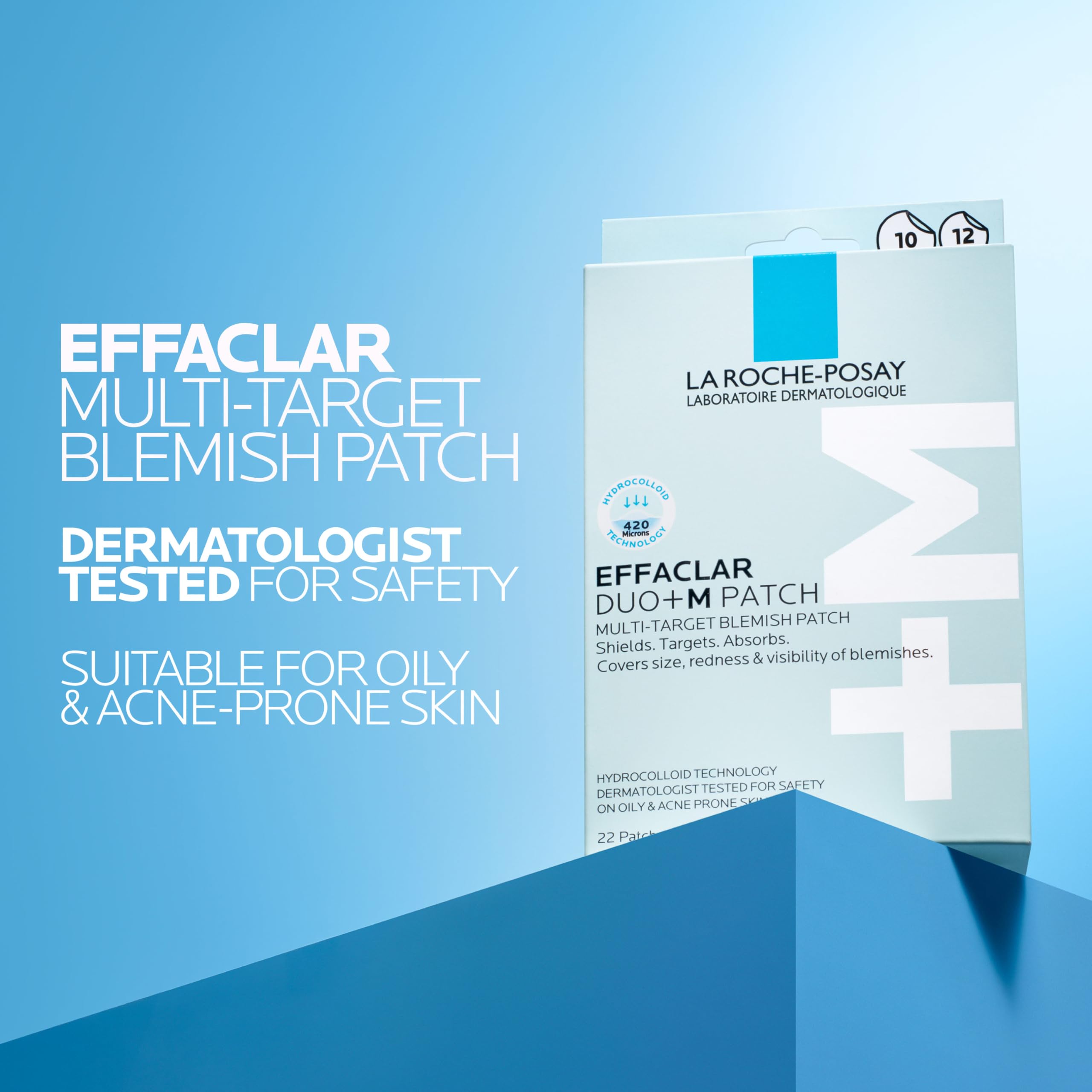 La Roche-Posay Effaclar Multi-Target Blemish Patches, Vegan Hydrocolloid Pimple Patches For Face Shields, Targets & Absorbs, Suitable Under Makeup, 22 Patches, 12 Small Size & 10 Medium Size