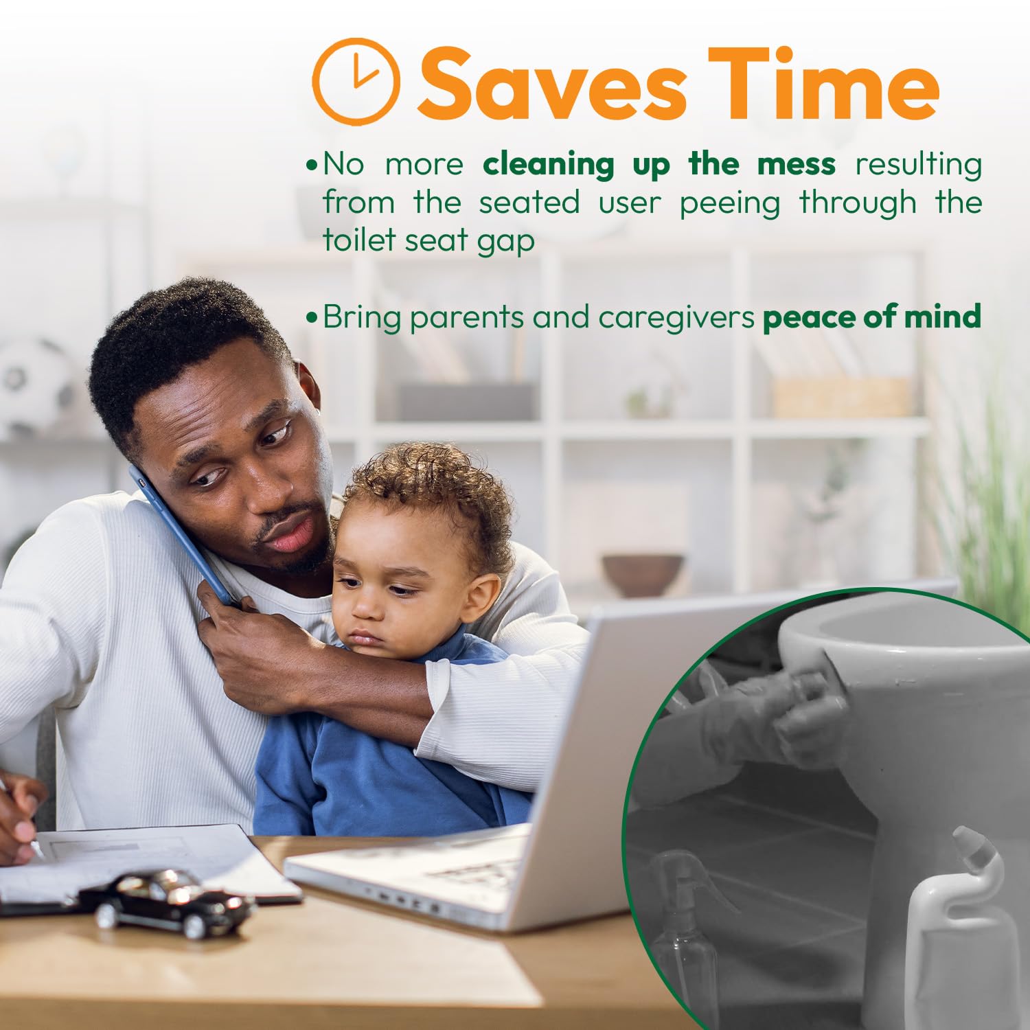 P-flector® Toilet Seat Urine Guard (1-Pack) - Pee Splash Guard for Potty-Training Kids, Adults, Seniors & Special Needs Individuals - Fits Round, Elongated & Curved Toilet Seats