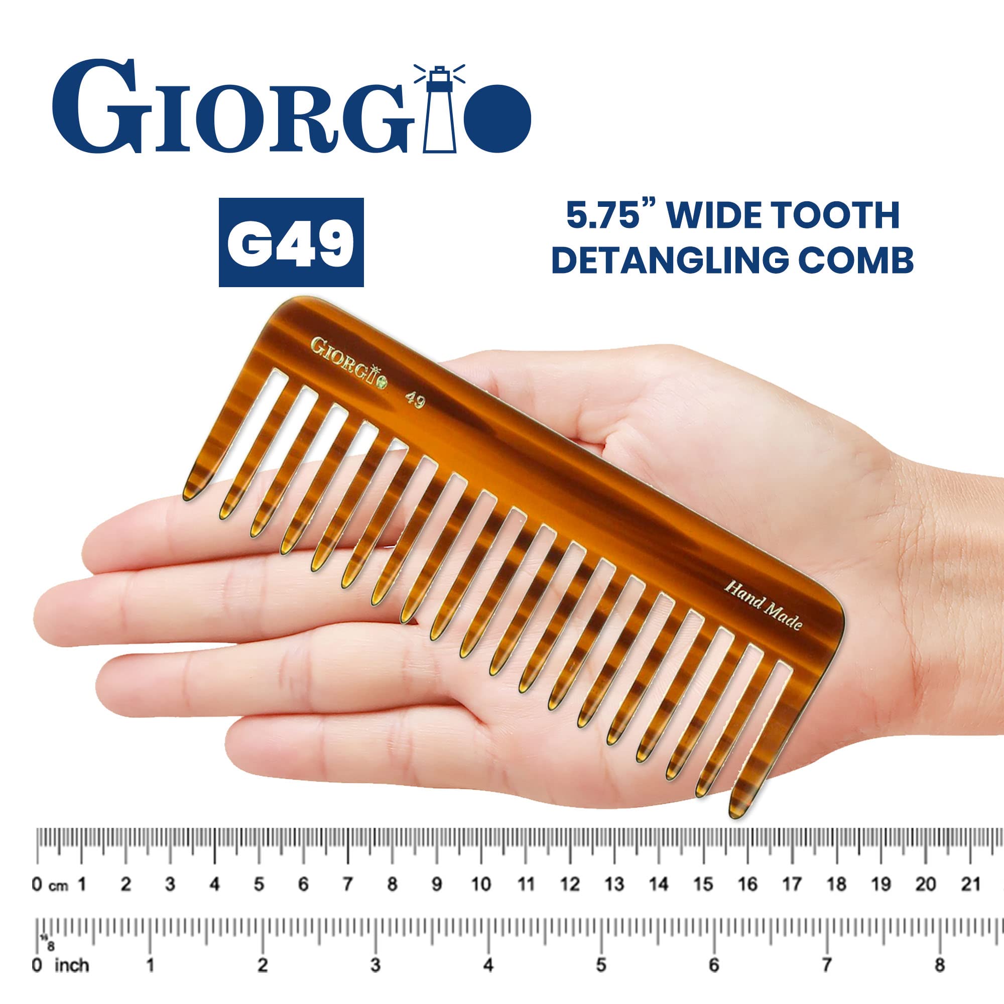 Giorgio Hand Made Flexible Comb 5-1/2 Long (Tortoise G49) by GWL