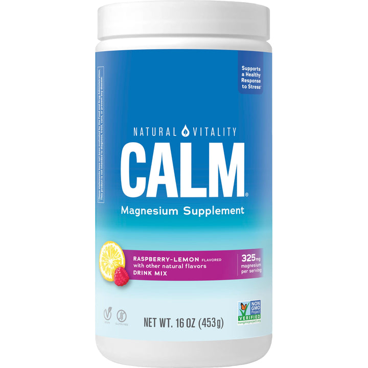 Natural Vitality Calm, Magnesium Citrate Supplement Powder, Anti-Stress Drink Mix, Raspberry Lemon, 16 Ounces