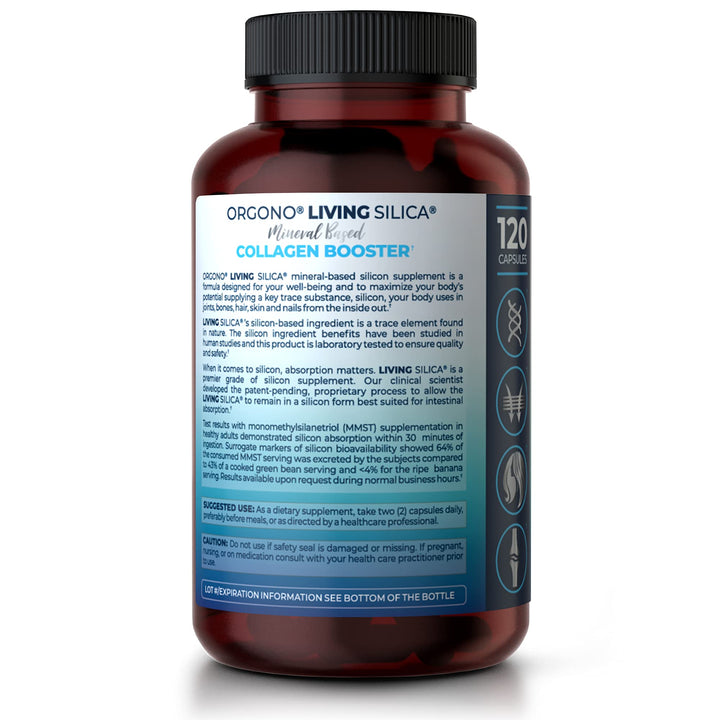Living Silica Collagen Booster Capsules | Ultra High Absorption | Supports Healthy Collagen and Elastin Production for Joint & Bone Support, Glowing Skin, Strong Hair & Nails (120 Count)