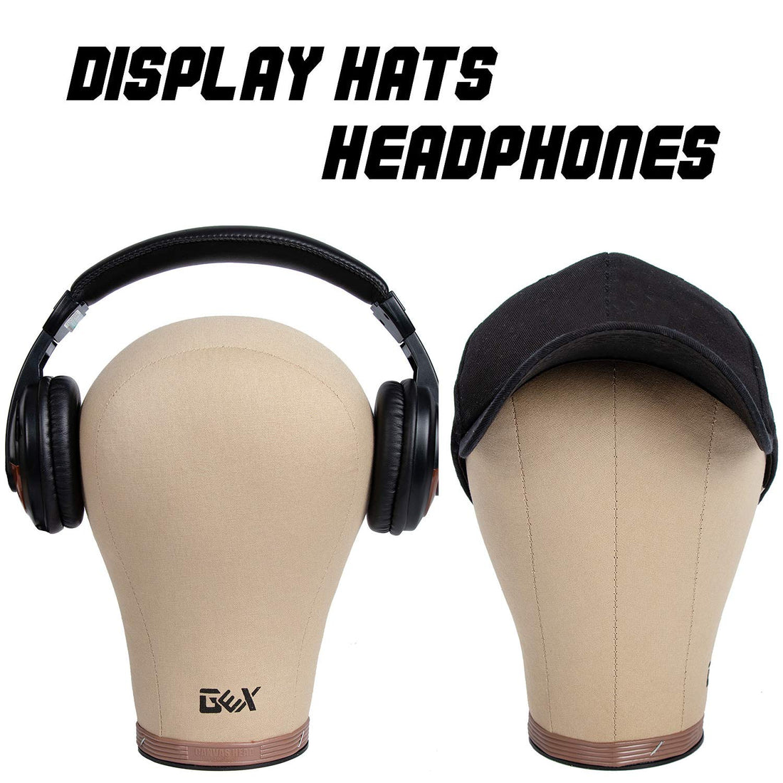 gexworldwide GEX Cork Canvas Block Head Mannequin Head Wig Display Styling Head With Mount Hole (Light Brown, 22)