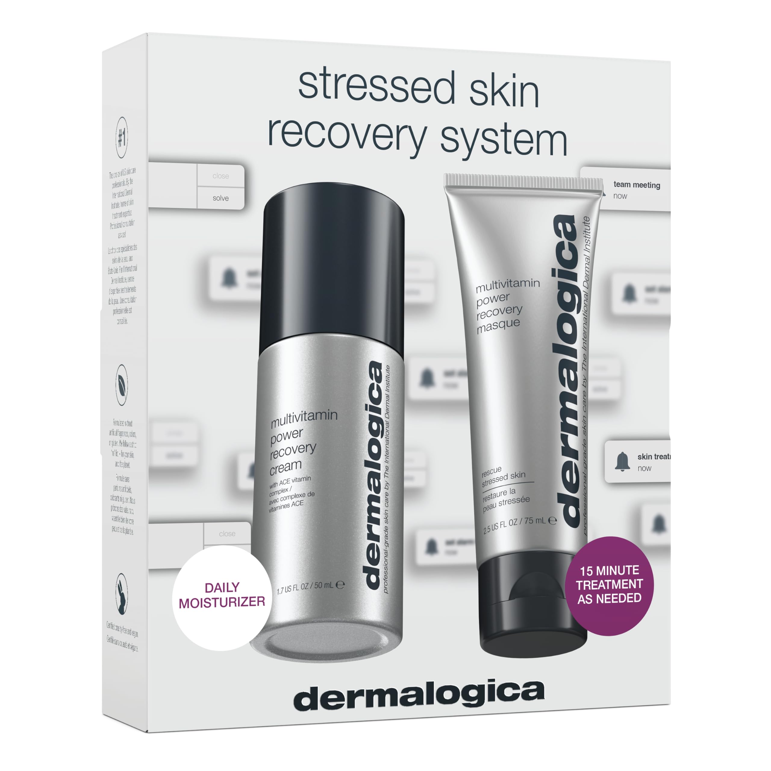 Dermalogica Stressed Skin Recovery System Skin Care Kit, Includes Face Mask and Facial Cream Full Size - Improve Dryness, Fine Lines, and Dullness