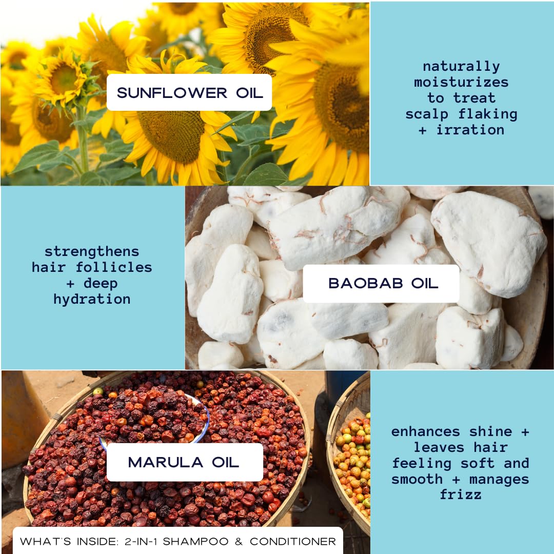 Young King Hair Care Kids 2-in-1 Shampoo & Conditioner For Boys | Cleanse and Hydrate Natural Curls | Plant-Based and Harm-Free | 8 oz