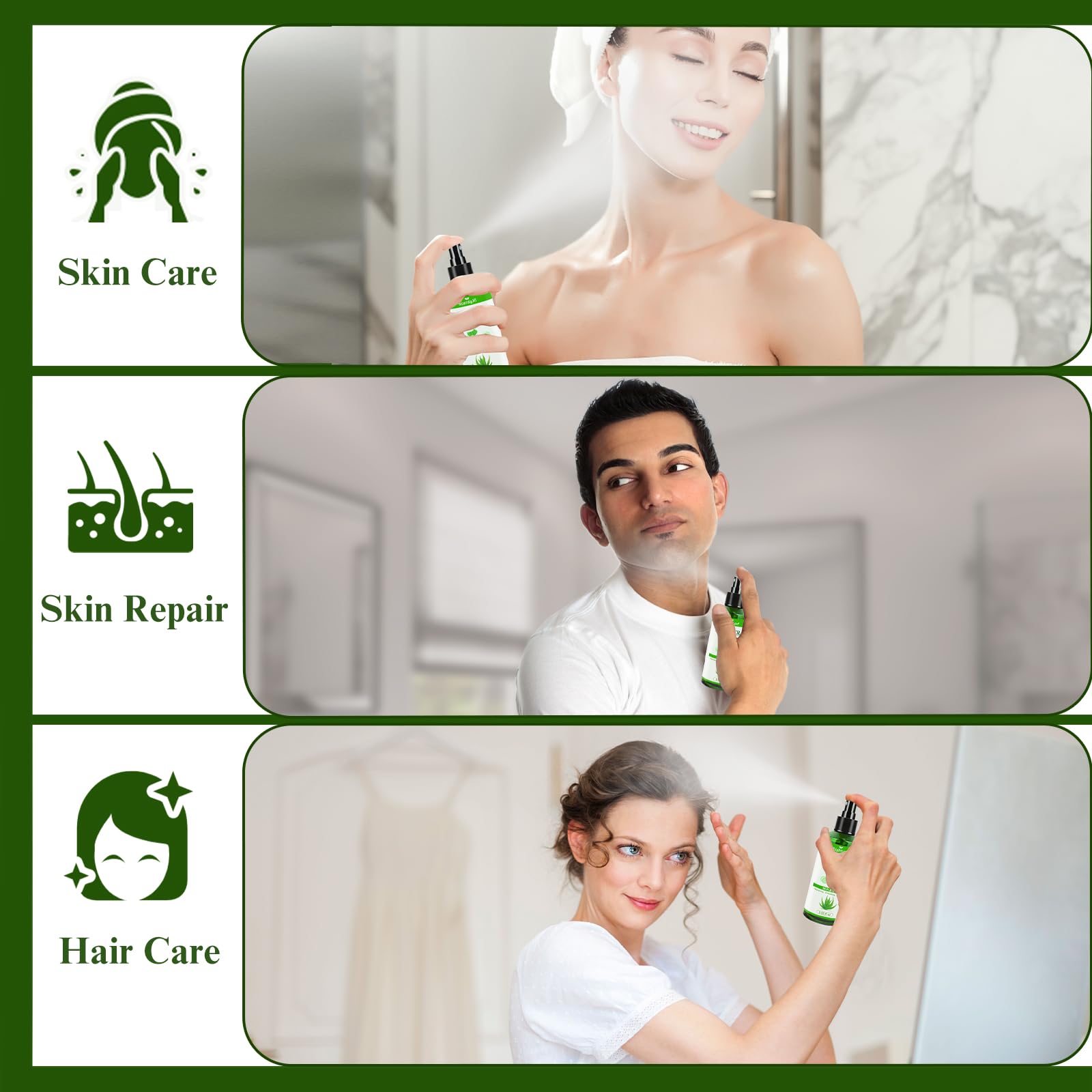 BIGHTURE Aloe Vera Spray from Freshly Cut Pure Aloe, Aloe Vera Spray for Skin& Hair, Aloe Vera Spray for Sunburn Relief, 6.93oz, Absorbs Rapidly, Infused wirh Cucumber Essence