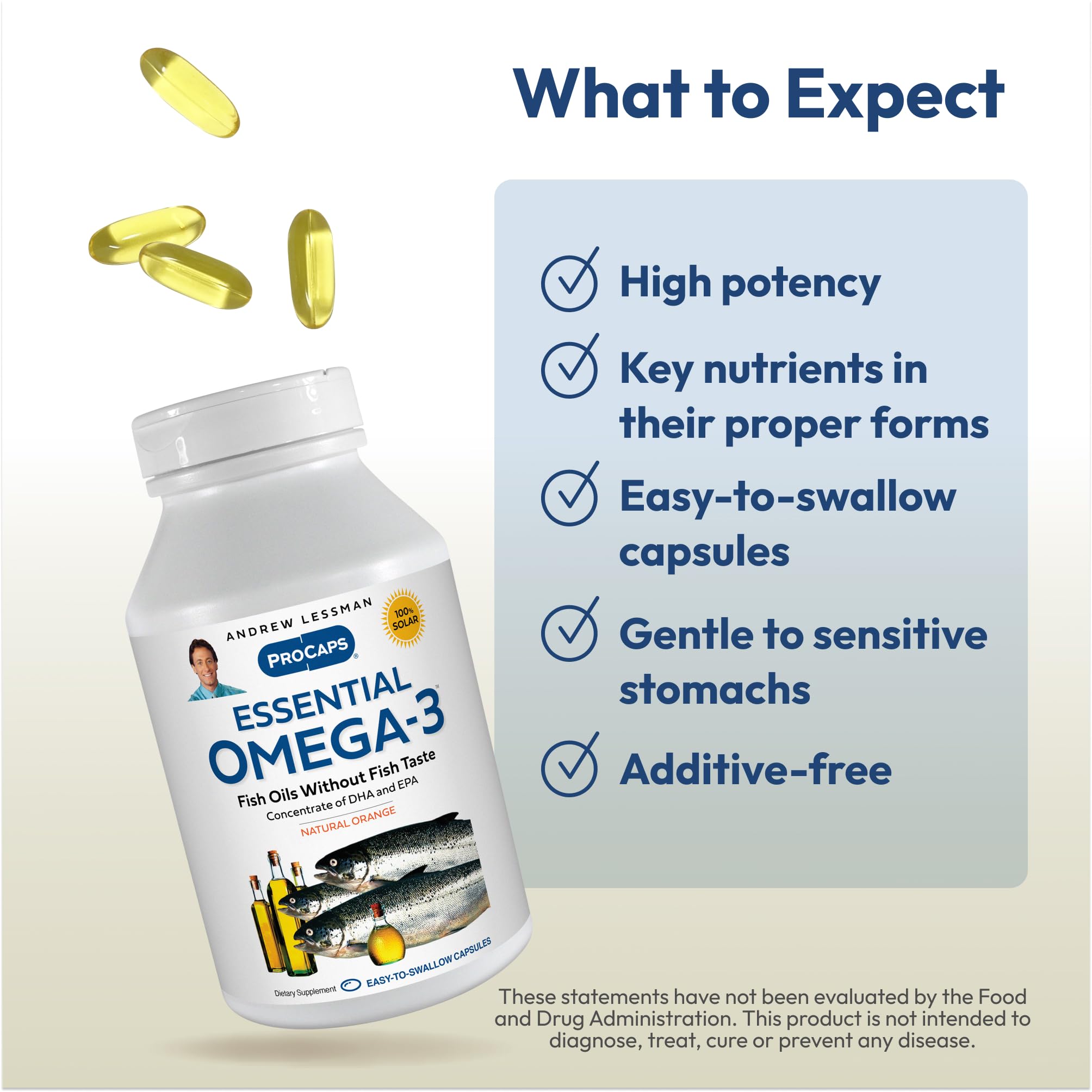 Andrew Lessman Essential Omega-3 Orange - 180 Softgels - Ultra-Pure, High Potency Omega-3 Oils. High DHA, No Stomach Upset, No Contaminants, No Mercury. Small Easy to Swallow Softgels
