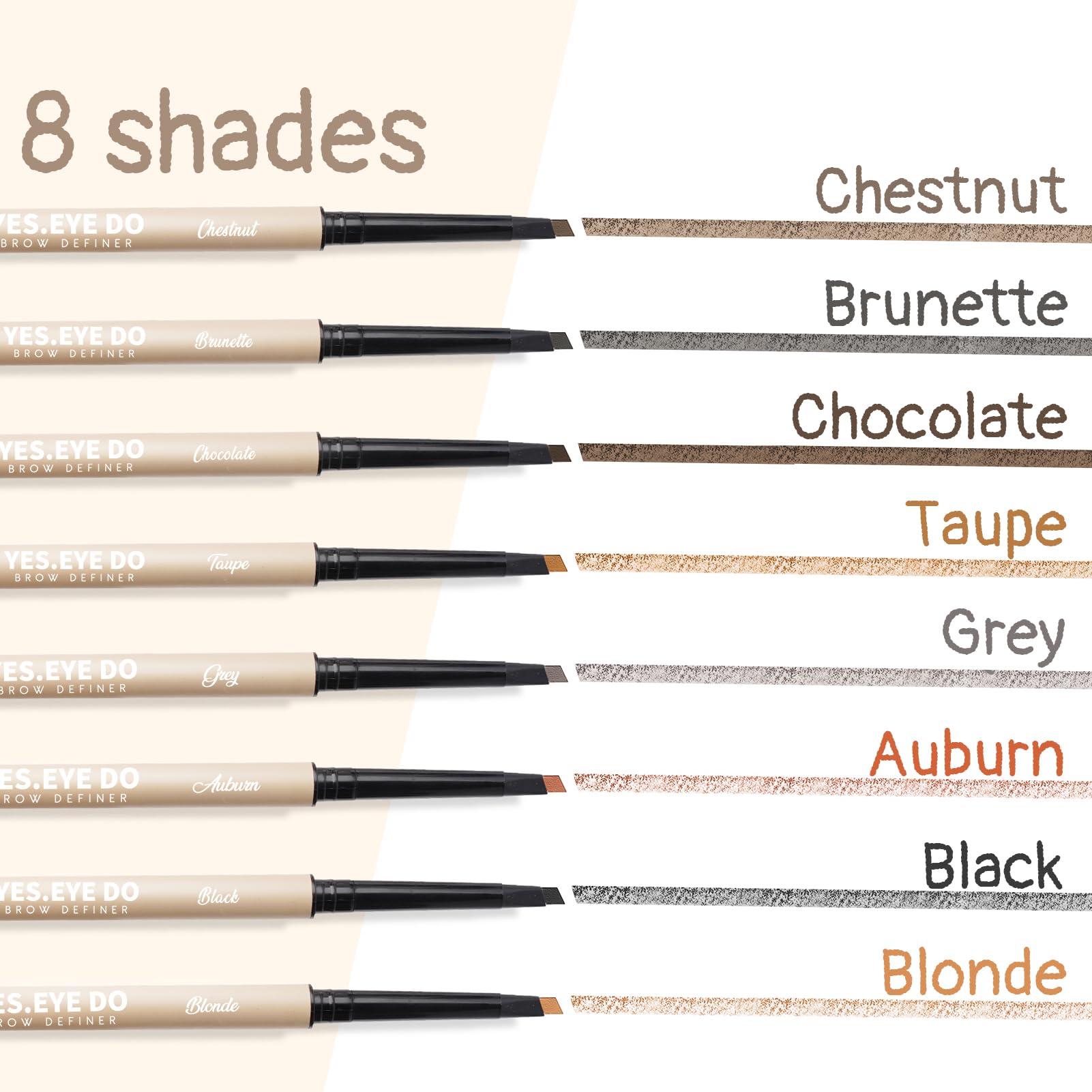 Grey Eyebrow Pencil for Older Women Soft, Retractable Gray Eyebrow Pencil with Spoolie, Ultra Fine Brow Pencil for Gray Hair with hair like strokes, Long-lastin, Waterproof, Grey, YES.EYE DO