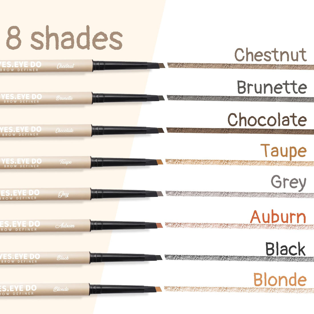 Grey Eyebrow Pencil for Older Women Soft, Retractable Gray Eyebrow Pencil with Spoolie, Ultra Fine Brow Pencil for Gray Hair with hair like strokes, Long-lastin, Waterproof, Grey, YES.EYE DO