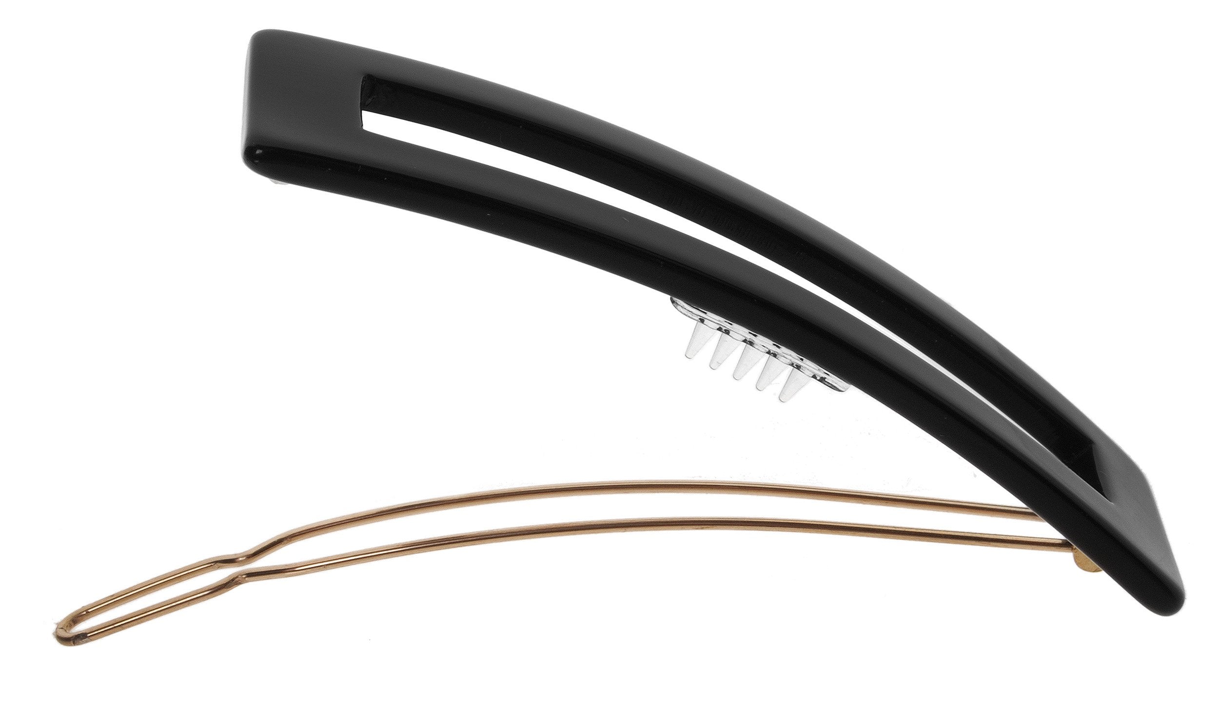 Black : France Luxe Cutout Rectangle Tige Boule Barrette - Black