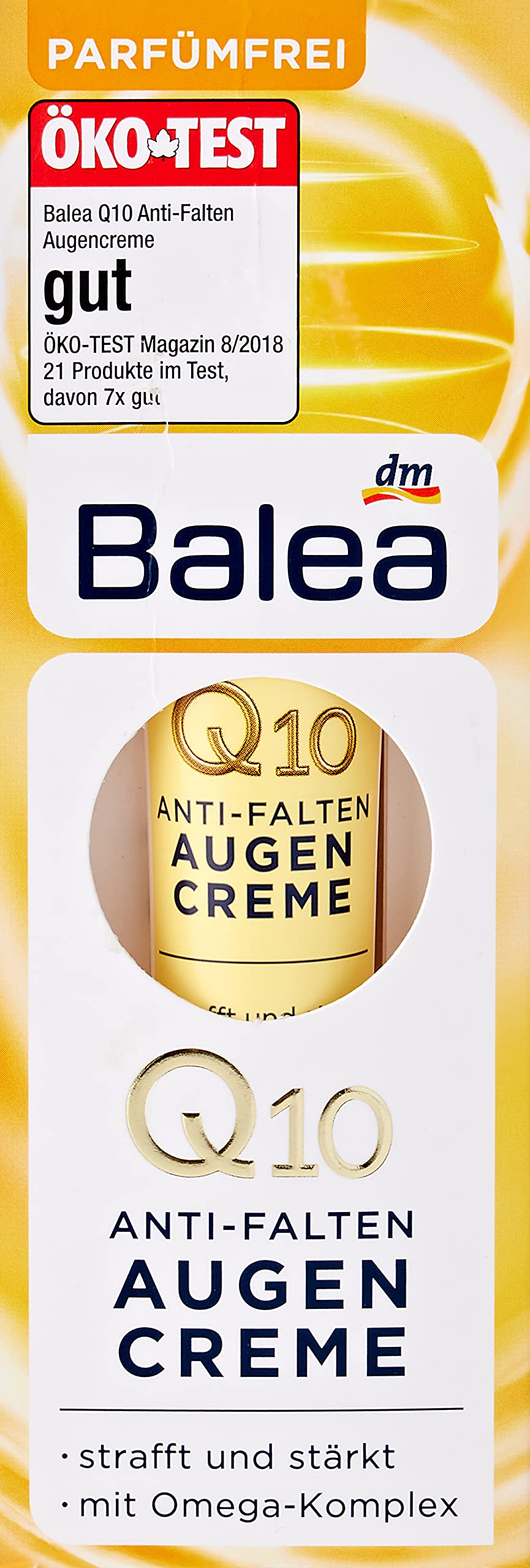 Anti-Wrinkle Eye Cream Q10 with Omega Complex - Perfume-free, PEG-free, Vegan, Not Tested on Animals - 15 ml