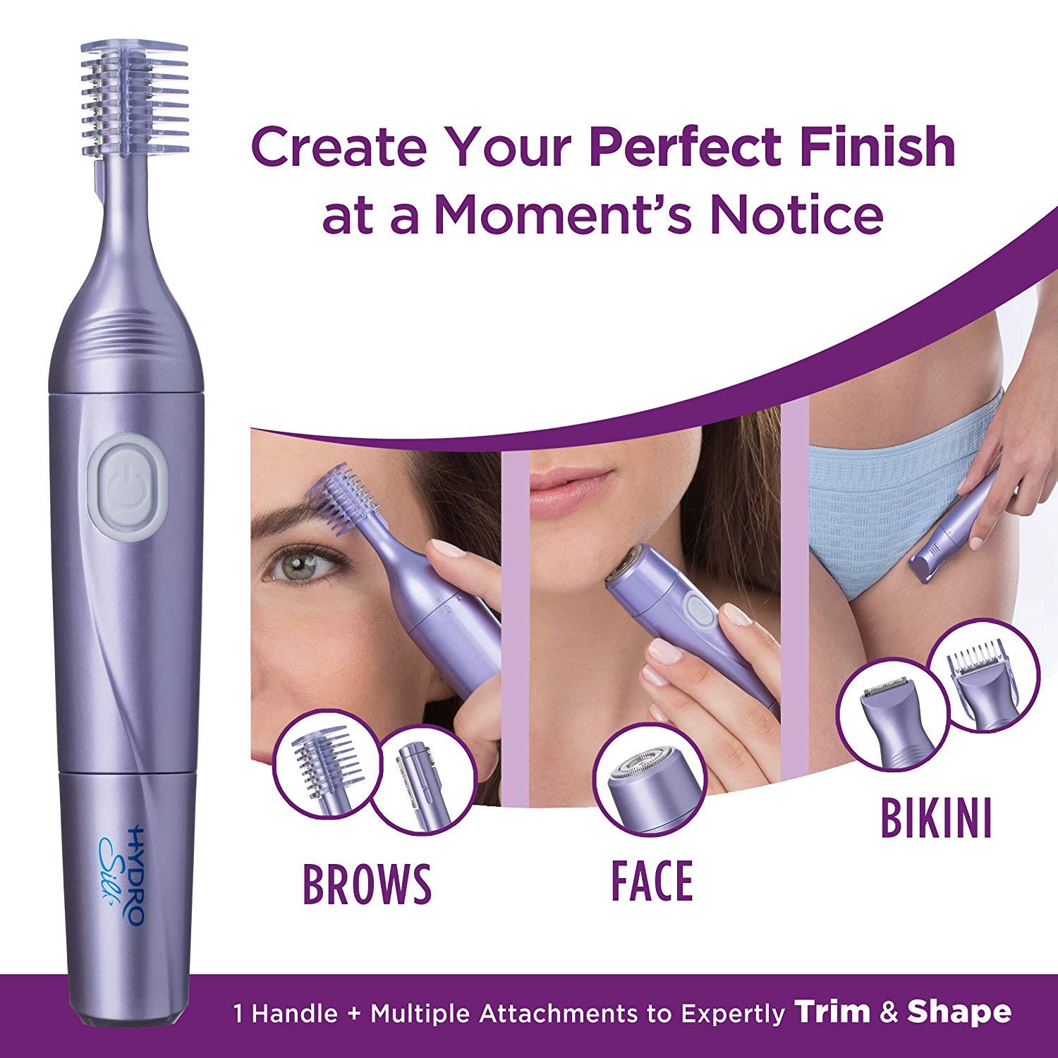 Schick Hydro Silk Perfect Finish Trimmer, 8-in-1 Grooming Kit for Women
