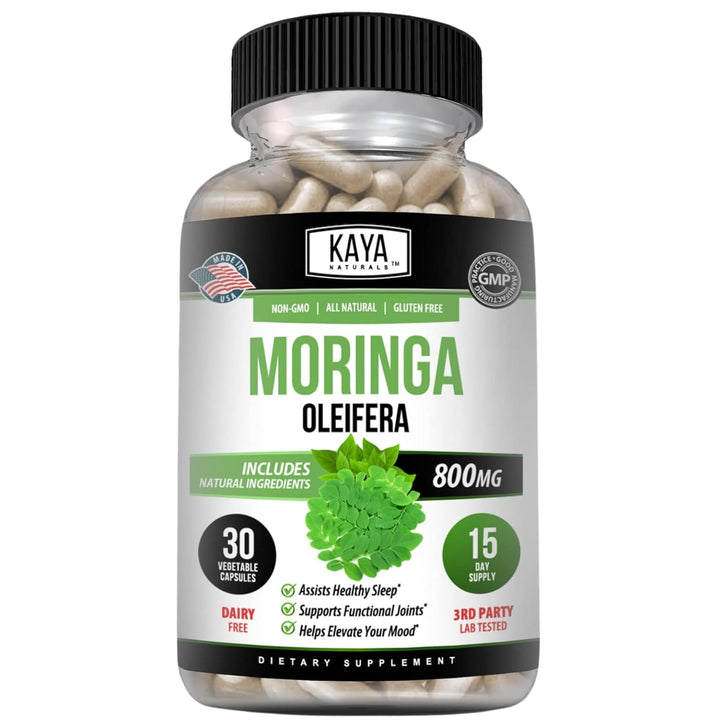 Kaya Naturals Moringa Leaf Extract - Complete Greens Superfood Supplement - Pure Miracle Tree Moringa - Boost Energy Naturally - Nutrient Dense Vitamins for Adult - 30 Veggie Count