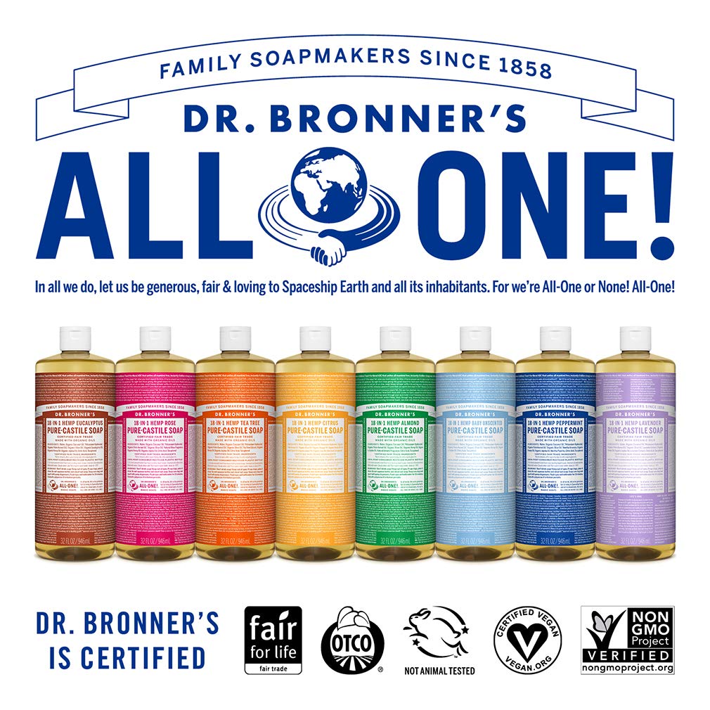Organic Castile Liquid Soap Rose Dr. Bronner's 32 oz Liquid