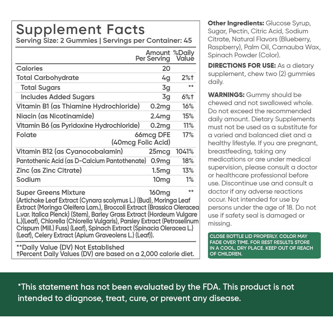 WeightWorld Super Green Gummies - 90 Vegan Gummies (45 Days Supply) - Daily Green Supplements for Energy, Immunity & Digestion - Natural Blueberry & Raspberry Flavor - Non-GMO & Gelatin-Free