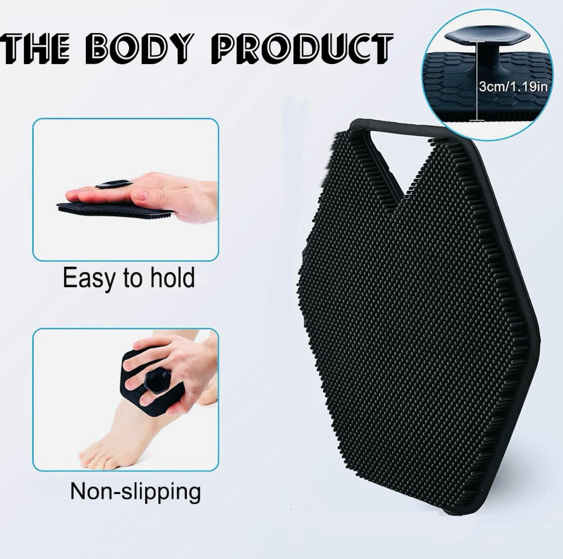 Premium Aquaphor Silicone Exfoliating Body Scrubber with Lather Boosting Bristles, Loofah Sponge, and Eco-Design Essentials- Shower Shelf for Inside Shower -Bathroom Back