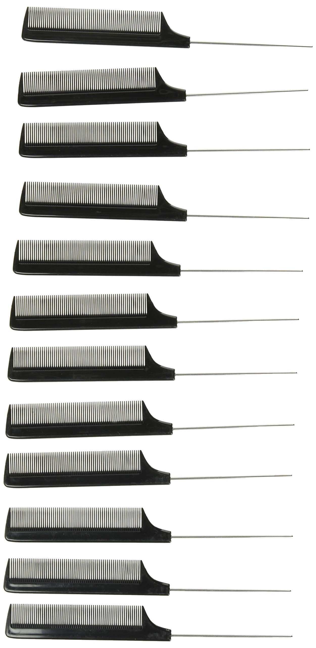 Diane Pin Tail Comb Dozen, Black, 8.25 Inch