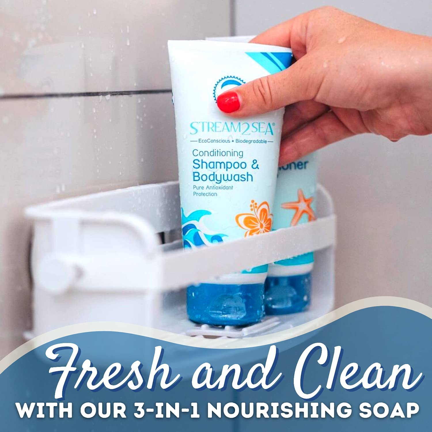 Stream2Sea Stream2Sea 6-Pack Natural Travel Sized Toiletries, 1oz Sample Size Shampoo, Conditioner, Lotion, Mineral Sunscreen SPF 20 and SPF 30 and After Sun Gel