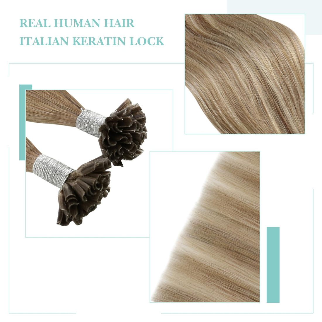 20, Medium Brown Mixed With Blonde: Youngsee 20 Balayage U Tip Hair Extensions Pre Bonded Human Hair Ombre Brown Mixed With Blonde Silk Straight Remy U-Tip Hair Extensions 50